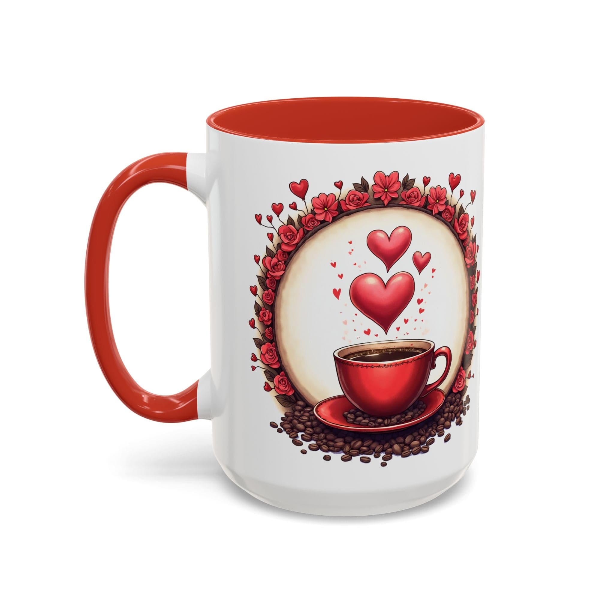 Printify Mug 15oz / Red Mug - Brew-tiful Love - Love & Fun Mug with QR Code Quote Video
