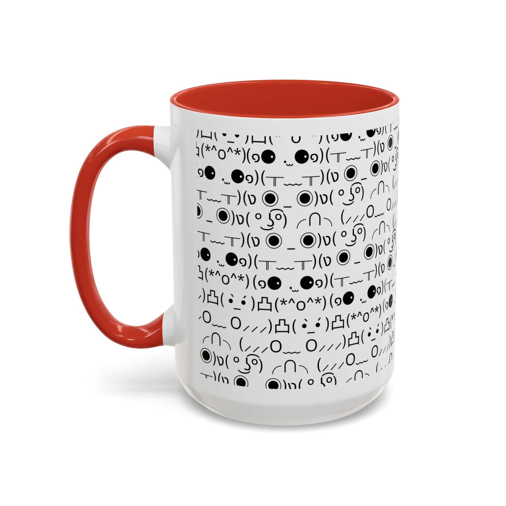 Printify Mug 15oz / Red Mug - (๑⚈ ․̫ ⚈๑) Emoji- Hidden Message