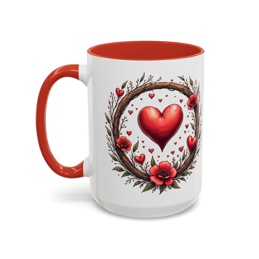 Printify Mug 15oz / Red Mug - Heartbeat Harmony - Love & Romance QR Code Quote Video
