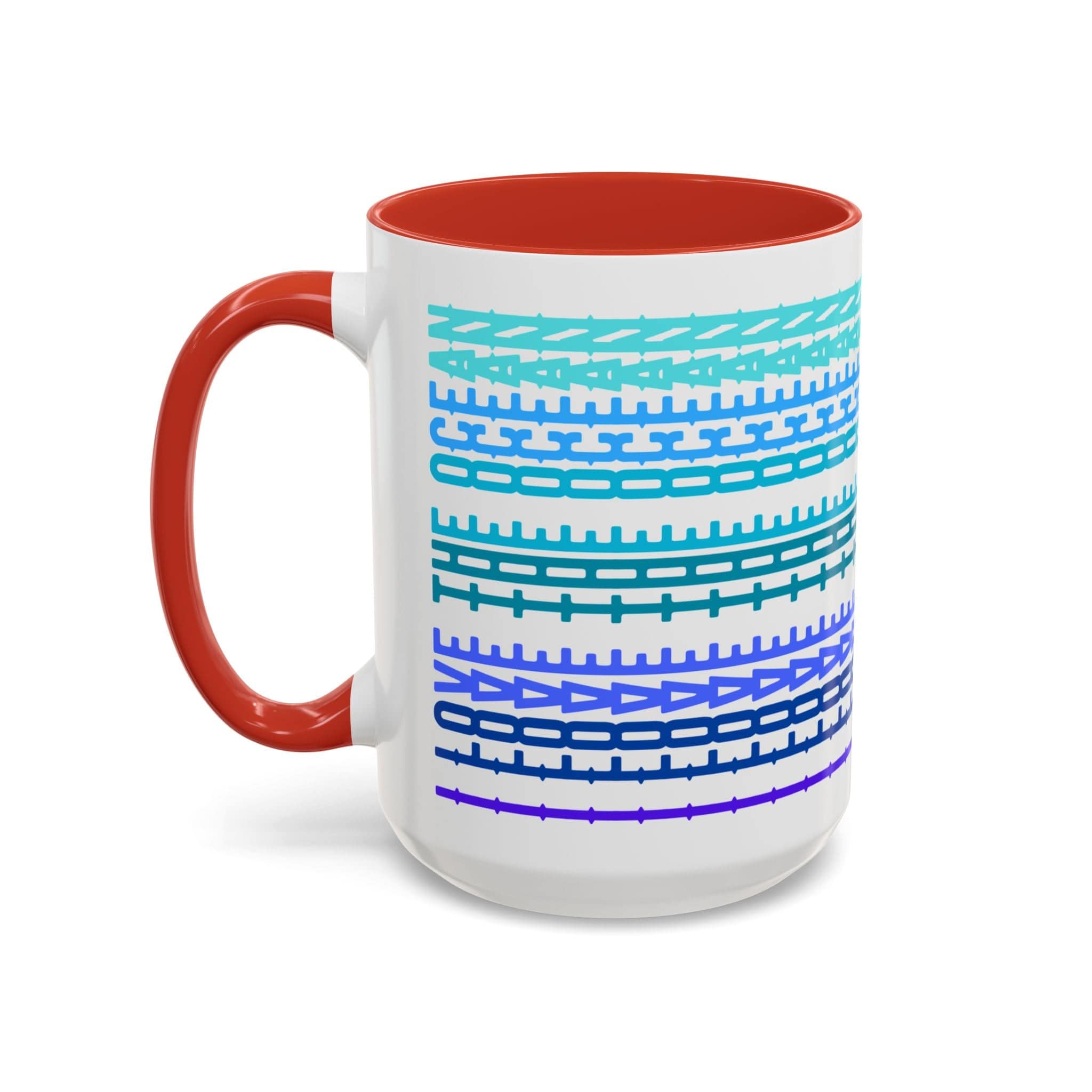 Printify Mug 15oz / Red Mug - I Love The Ocean - Hidden Message
