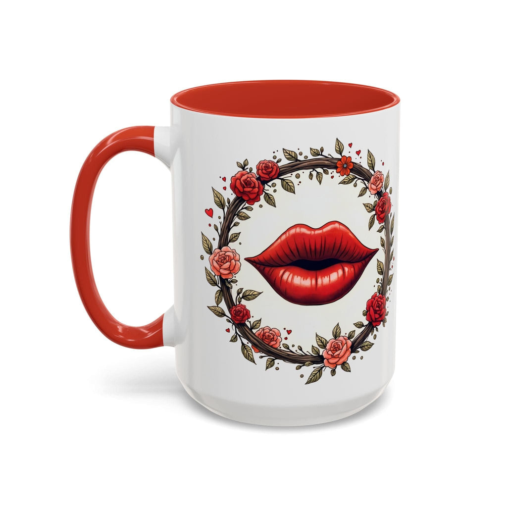 Printify Mug 15oz / Red Mug - Kiss Me - Love & Romance QR Code Quote Video