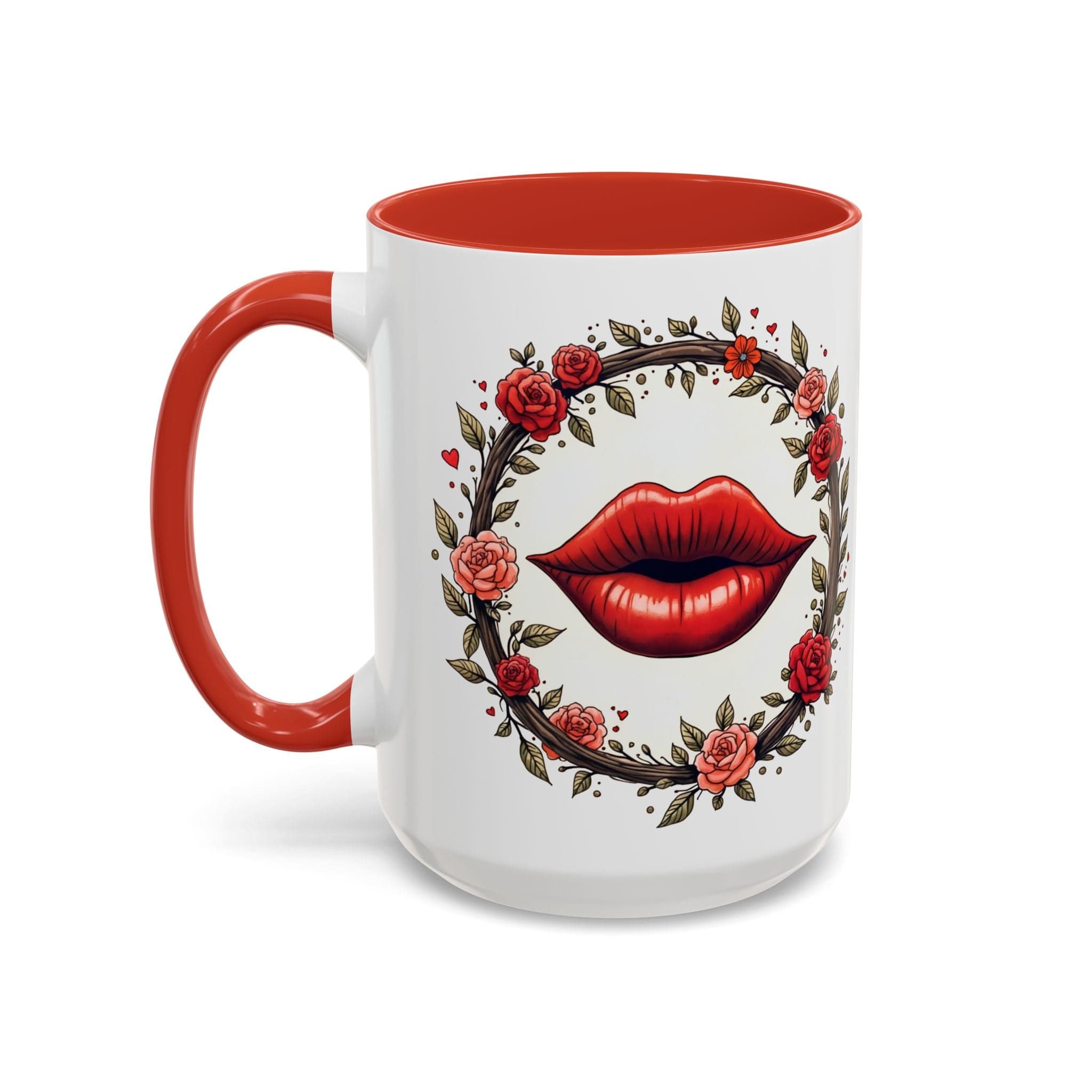Printify Mug 15oz / Red Mug - Kiss Me - Love & Romance QR Code Quote Video