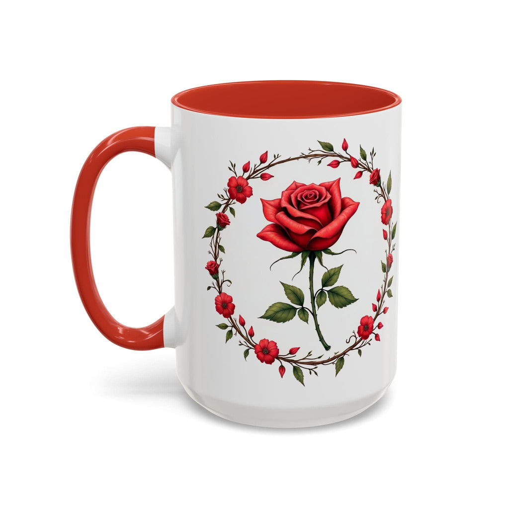 Printify Mug 15oz / Red Mug - Petal Passion - Love & Romance QR Code Quote Video