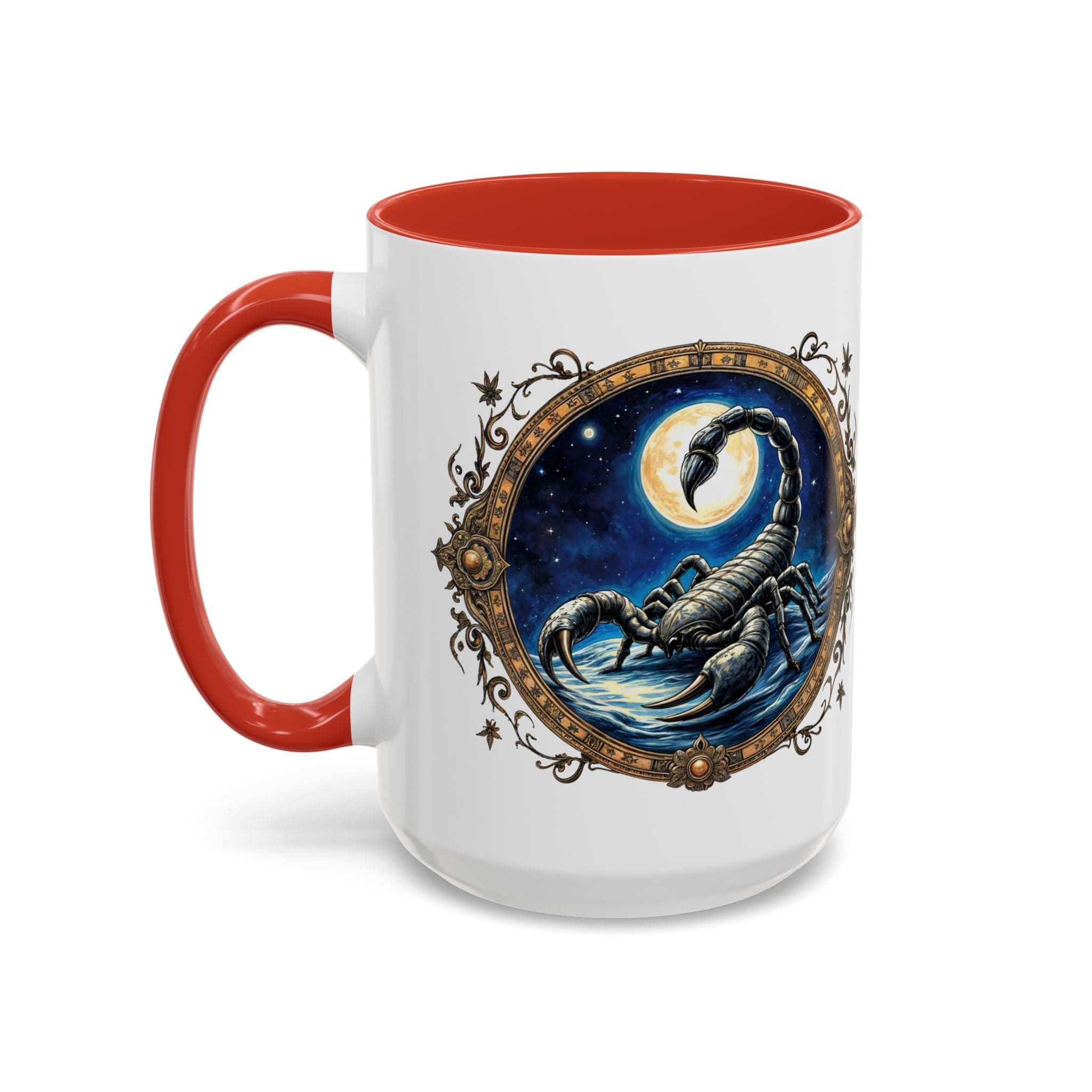 Printify Mug 15oz / Red Scorpio Zodiac Coffee Mug with Inspirational Quote and Smart QR Code Mysterious Astrology Gift Unique Horoscope Mug for Scorpio Lovers