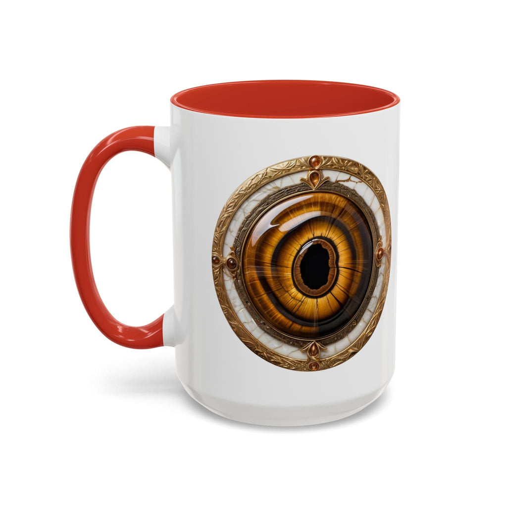 Printify Mug 15oz / Red Tigers Eye Crystal Coffee Mug with Empowering Quote and QR Code Great Gemstone Gift for Adventurers and Goal Setter Lovers