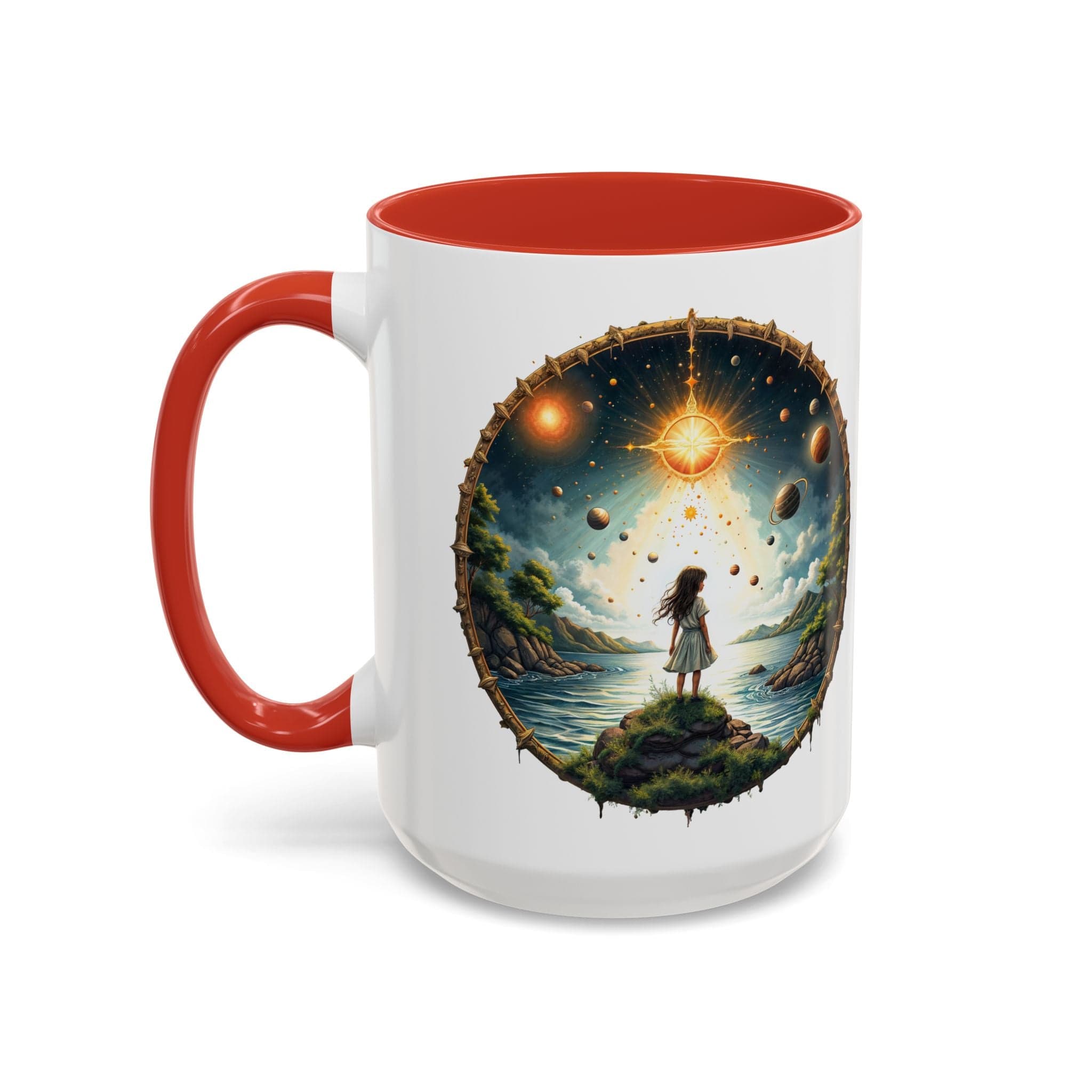 Printify Mug 15oz / Red UFO Coffee Mug with Exploring the Final Frontier Quote - Space Enthusiasts Who Enjoy Unique Gifts Hilarious Space Puns QR Code Quote Video