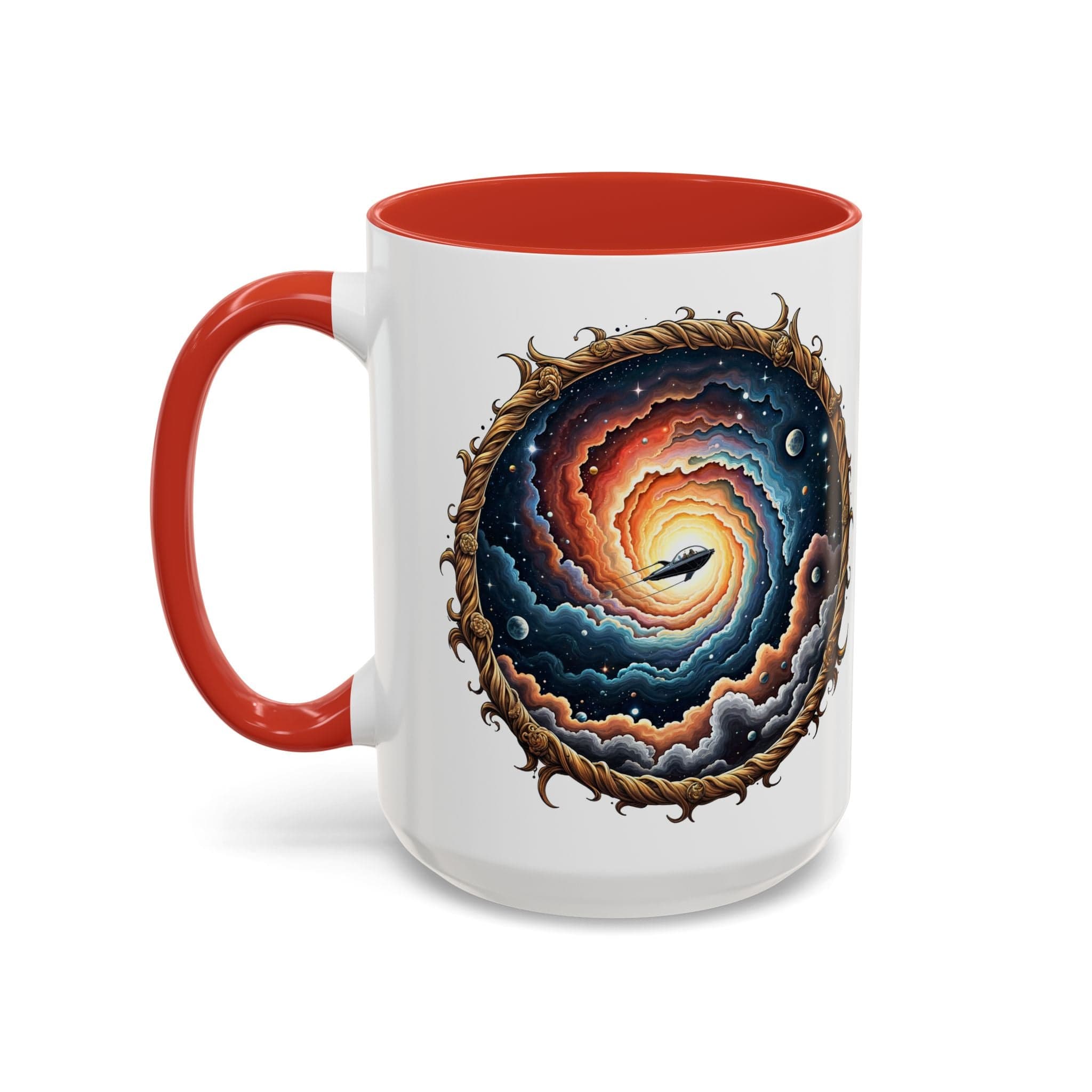 Printify Mug 15oz / Red UFO Coffee Mug with Humorous Alien Quote - for Skeptical Science Lover Who Enjoy Unique Quirky Gift Hilarious Space Joke QR Code Quote Video