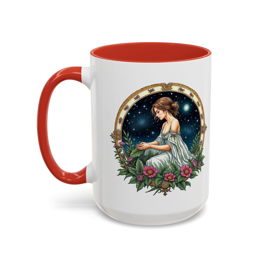 Printify Mug 15oz / Red Virgo Zodiac Coffee Mug with Inspirational Quote and Smart QR Code Elegant Astrology Gift Unique Horoscope Mug for Virgo Lovers