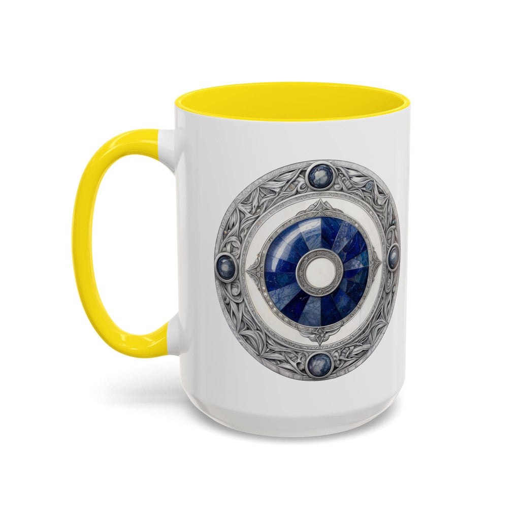Printify Mug 15oz / Yellow Lapis Lazuli Gemstone Mug with Inspirational Quote and QR Code Perfect for Dreamers Spiritual Seekers and Crystal Lovers