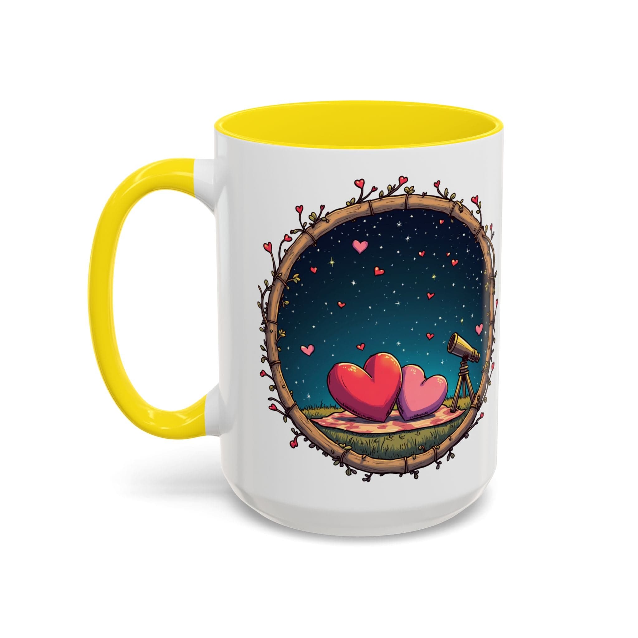Printify Mug 15oz / Yellow Mug - Astrological Love - Love & Fun Mug with QR Code Quote Video