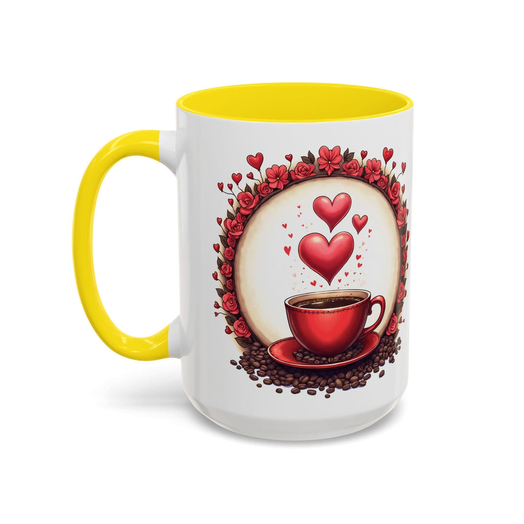 Printify Mug 15oz / Yellow Mug - Brew-tiful Love - Love & Fun Mug with QR Code Quote Video