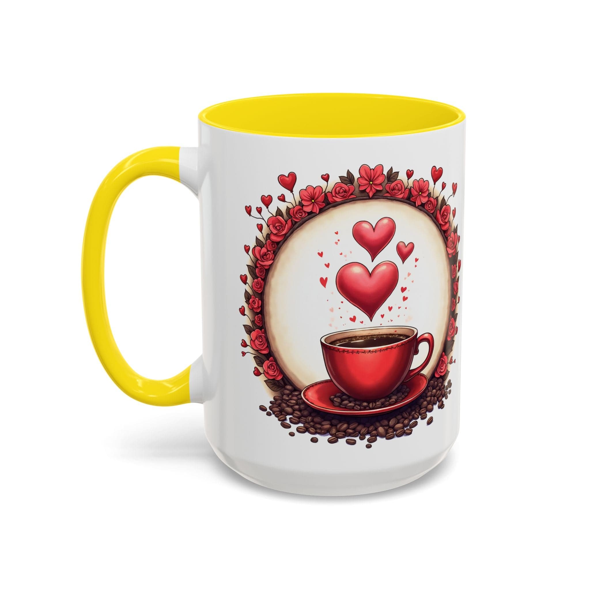 Printify Mug 15oz / Yellow Mug - Brew-tiful Love - Love & Fun Mug with QR Code Quote Video