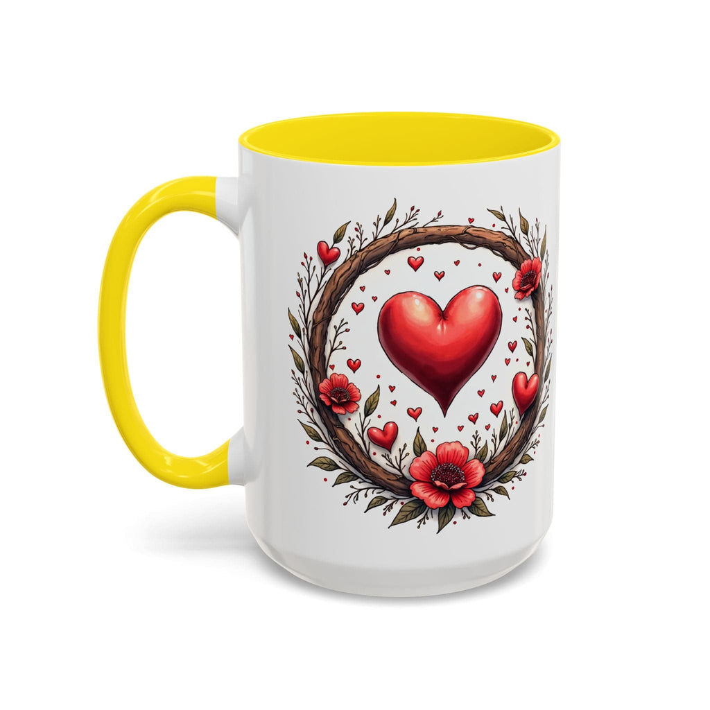 Printify Mug 15oz / Yellow Mug - Heartbeat Harmony - Love & Romance QR Code Quote Video