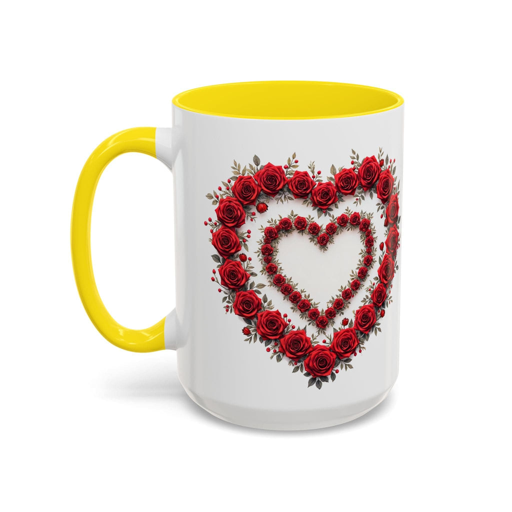 Printify Mug 15oz / Yellow Mug - Heartfelt Connection - Love & Romance QR Code Quote Video