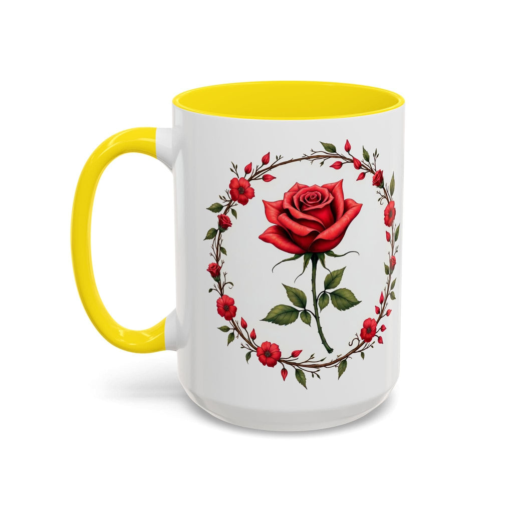 Printify Mug 15oz / Yellow Mug - Petal Passion - Love & Romance QR Code Quote Video