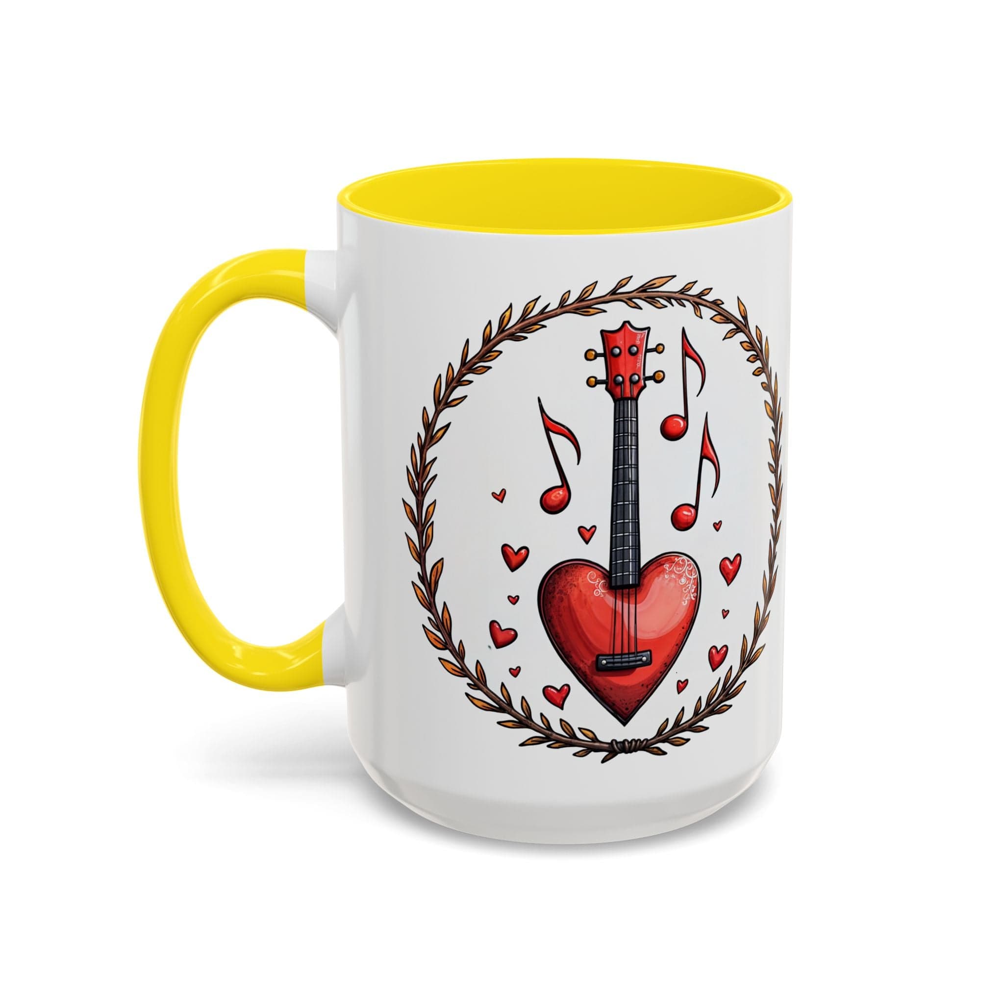 Printify Mug 15oz / Yellow Mug - Sweet Symphony - Love & Fun Mug with QR Code Quote Video