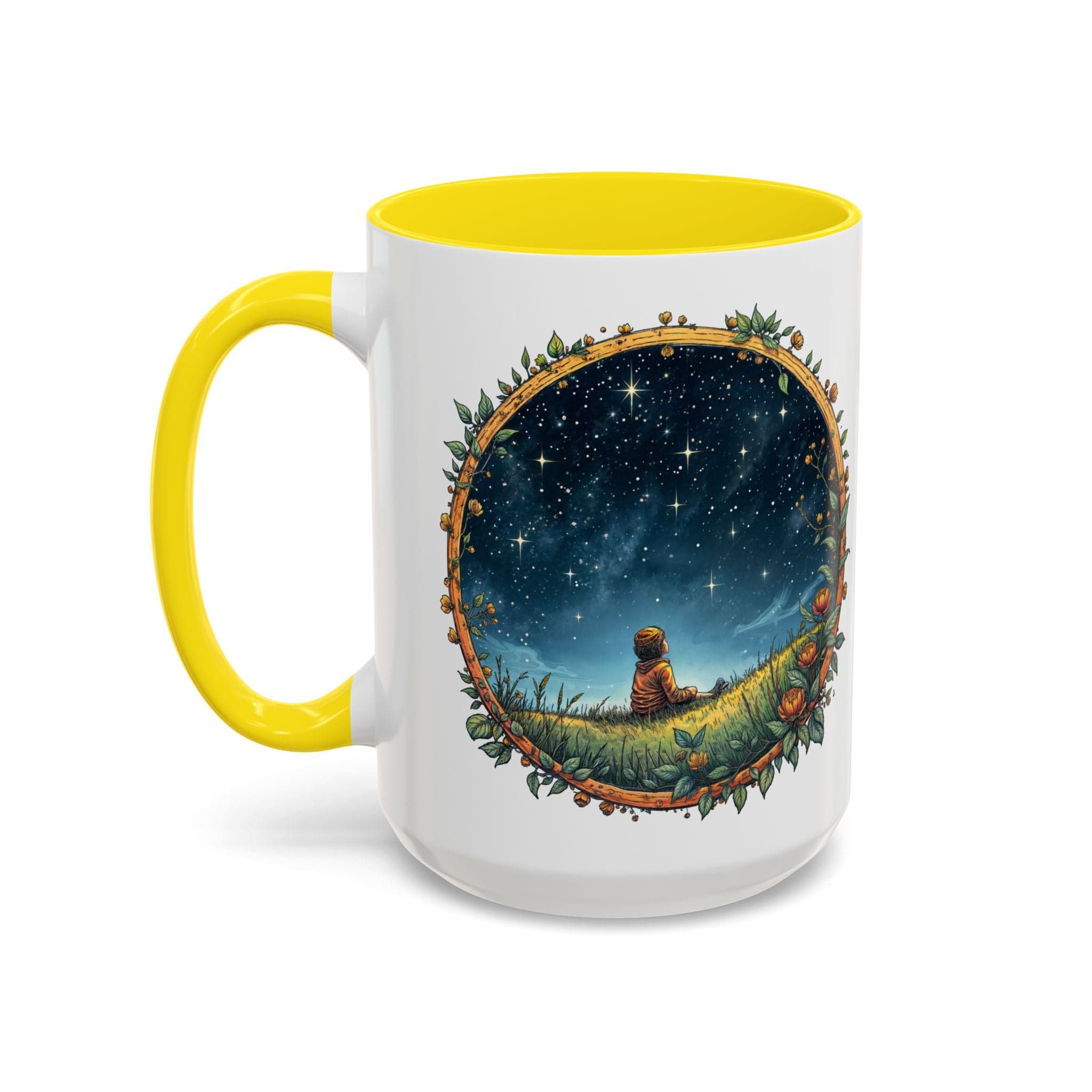 Printify Mug 15oz / Yellow UFO Coffee Mug with Funny Alien Quotes - for Skeptical Space Enthusiasts Fans of Quirky Gifts and Unique Alien Sightings QR Code Quote Video