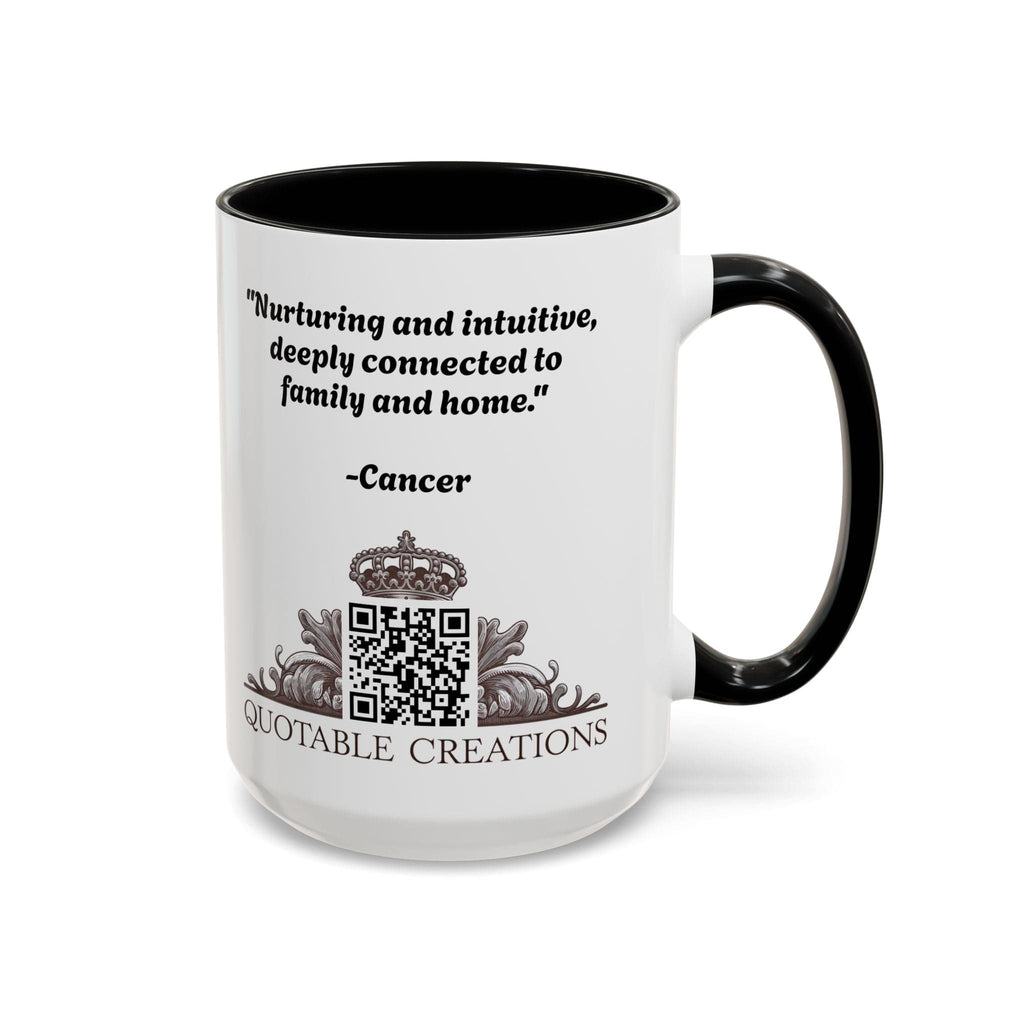 Printify Mug Cancer Zodiac Coffee Mug with Inspirational Quote and Smart QR Code Nurturing Astrology Gift Personalized Horoscope Mug for Cancer Fans