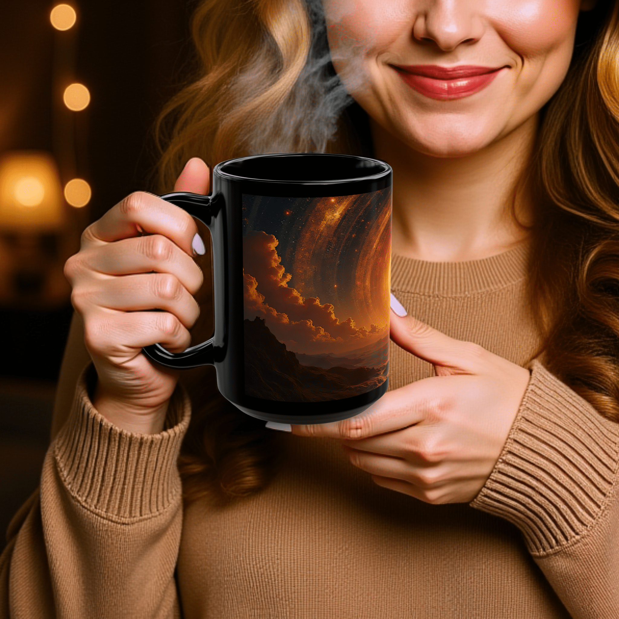 Printify Mug Celestial Galaxy Sun Mug: Space-Inspired Coffee Cup, Astronomy Gift, Unique Home Decor, Matching Set