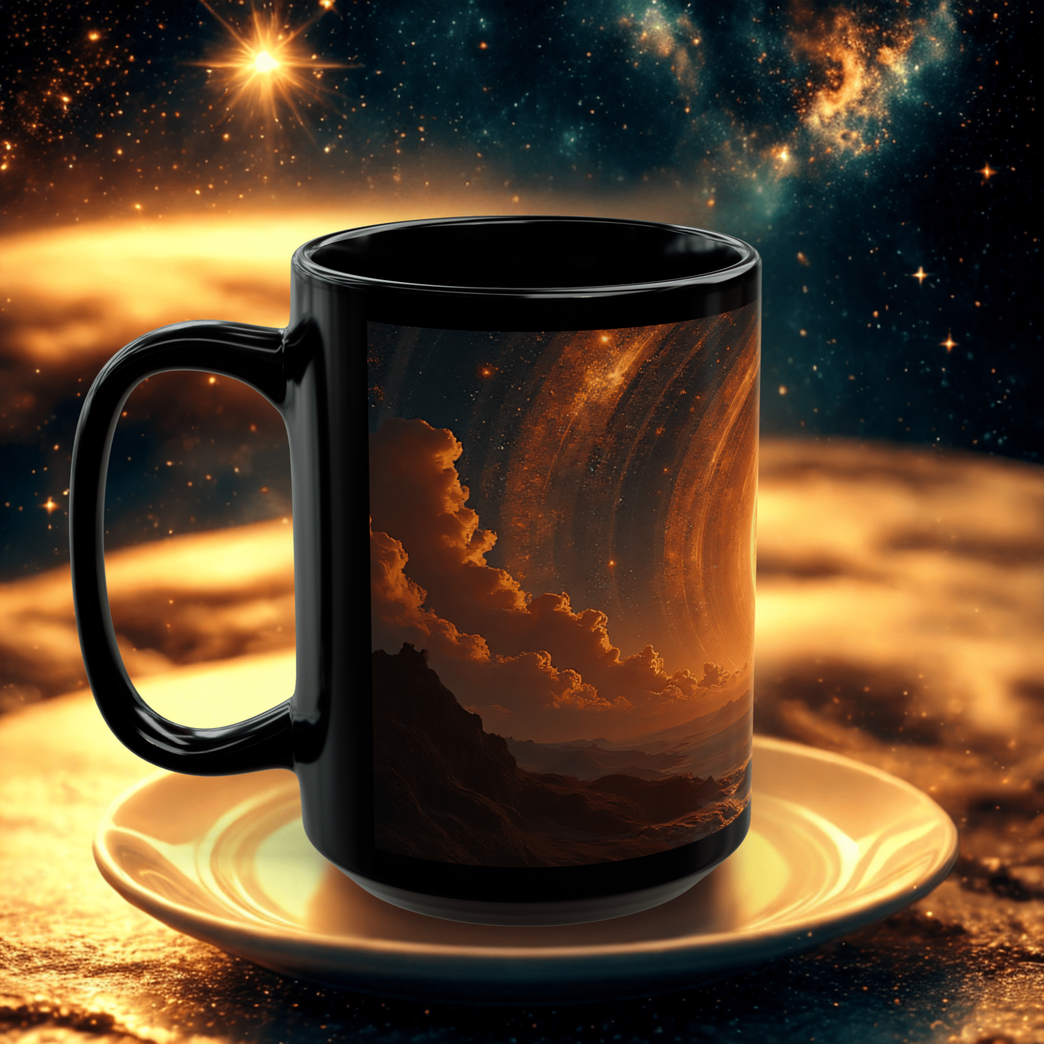 Printify Mug Celestial Galaxy Sun Mug: Space-Inspired Coffee Cup, Astronomy Gift, Unique Home Decor, Matching Set