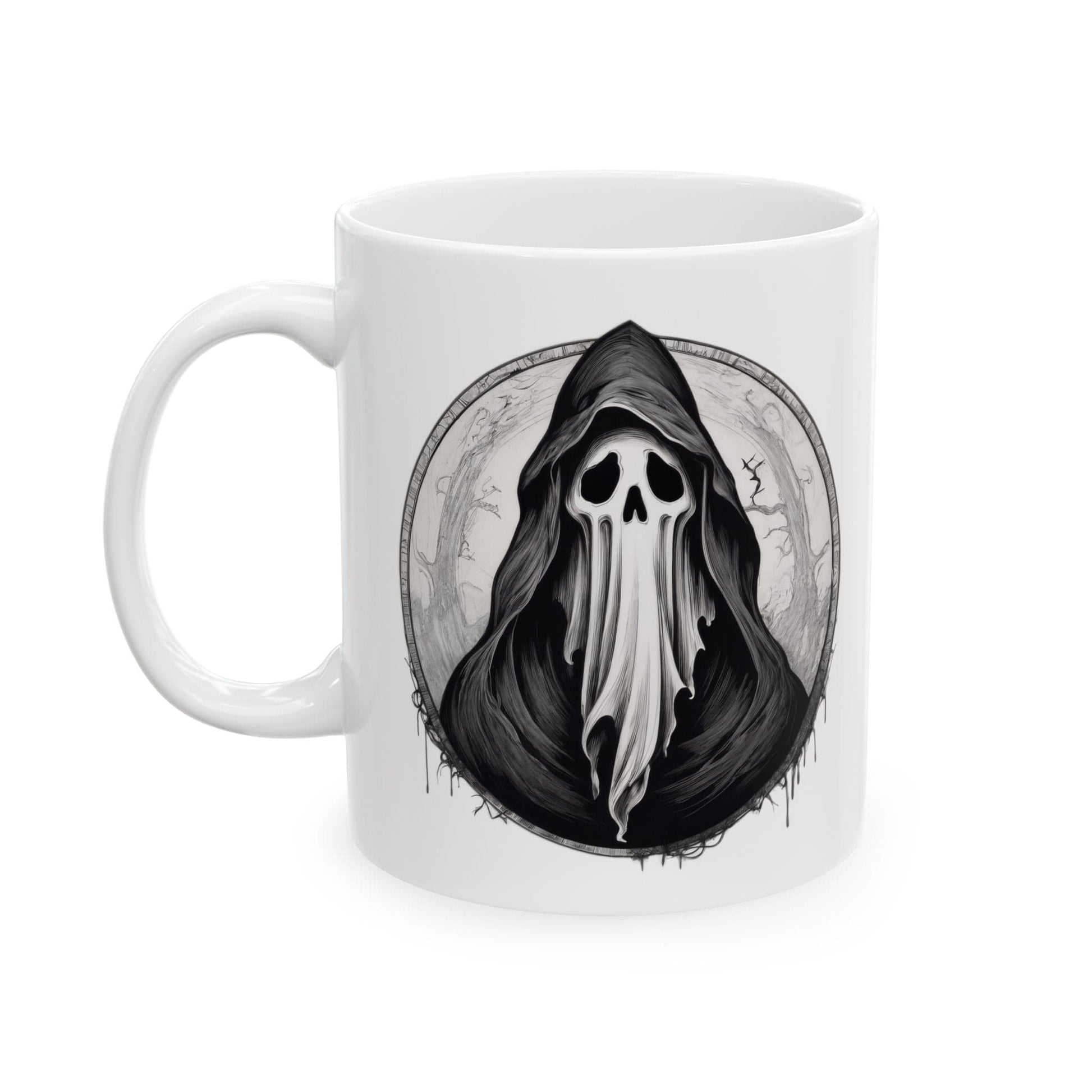 Printify Mug Ghost Art Ceramic Mug, Motivational Quote Coffee Cup, Gift for Coffee Lovers, Unique Home Decor, Inspirational Beverage, Halloween Mug,