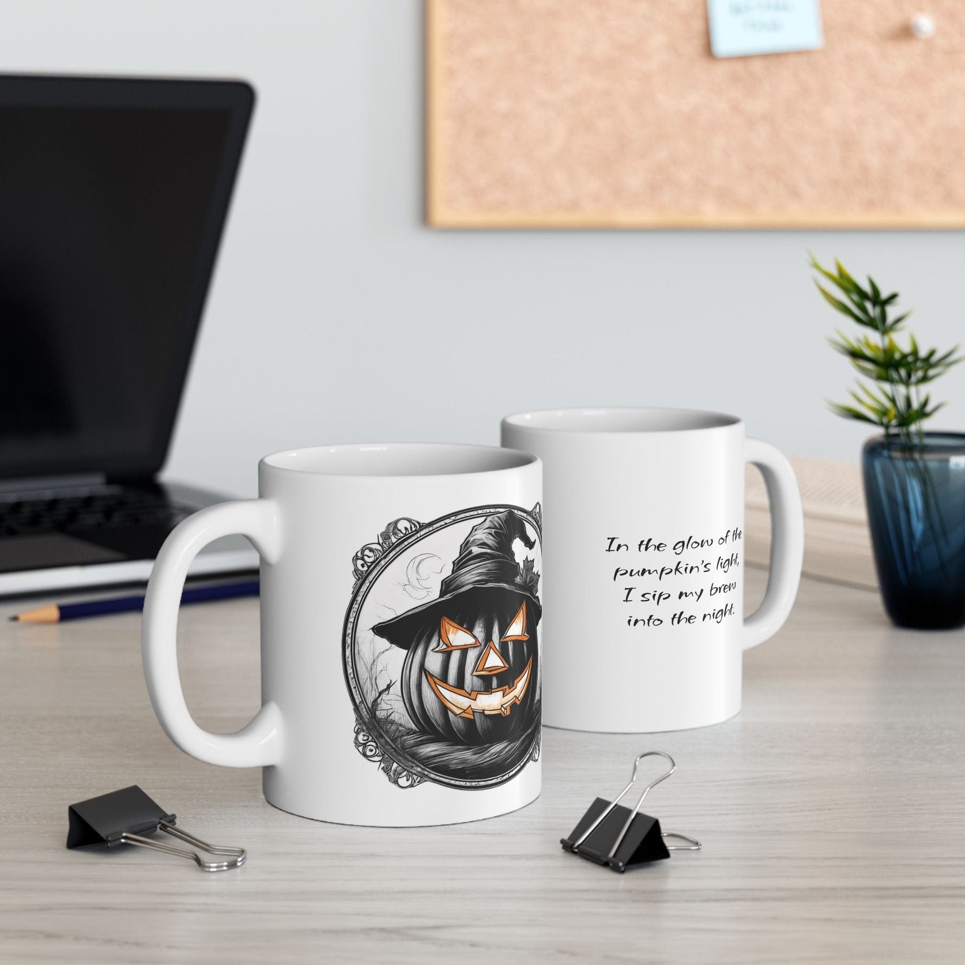 Printify Mug Motivational Jack-o-lantern Pumpkin Ceramic Mug, Gift for Coffee Lovers, Halloween Home Decor, Inspirational Beverage Cup, Halloween Mug,