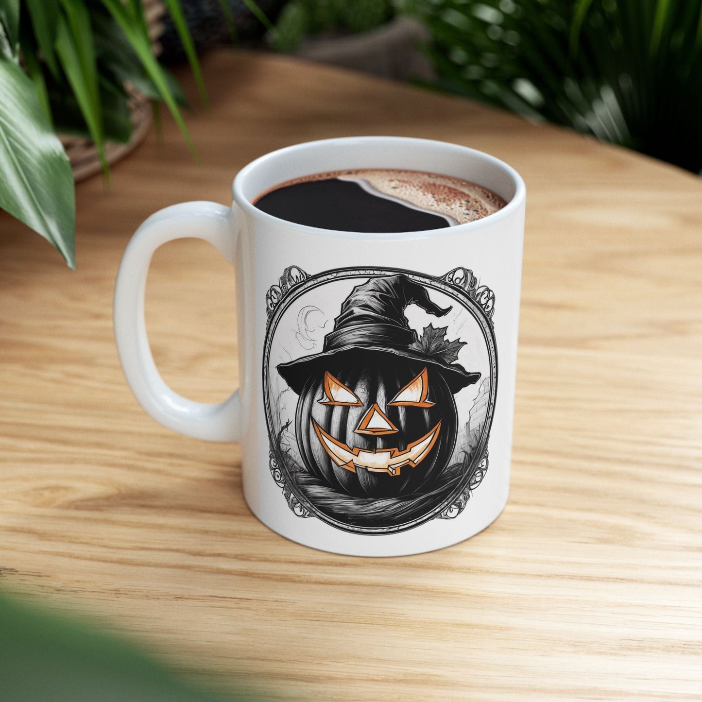 Printify Mug Motivational Jack-o-lantern Pumpkin Ceramic Mug, Gift for Coffee Lovers, Halloween Home Decor, Inspirational Beverage Cup, Halloween Mug,