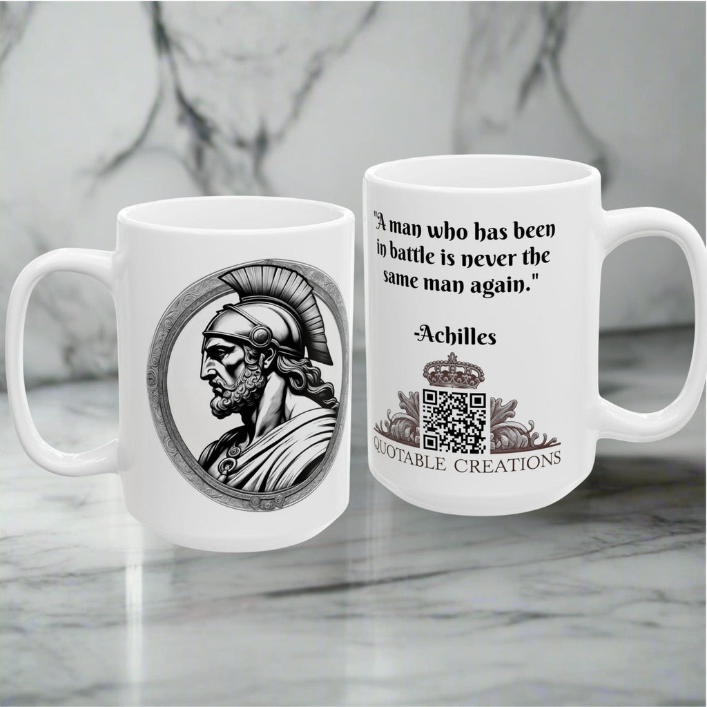 Printify Mug Mug - Achilles Motivational Inspirational QR Code Quote Video
