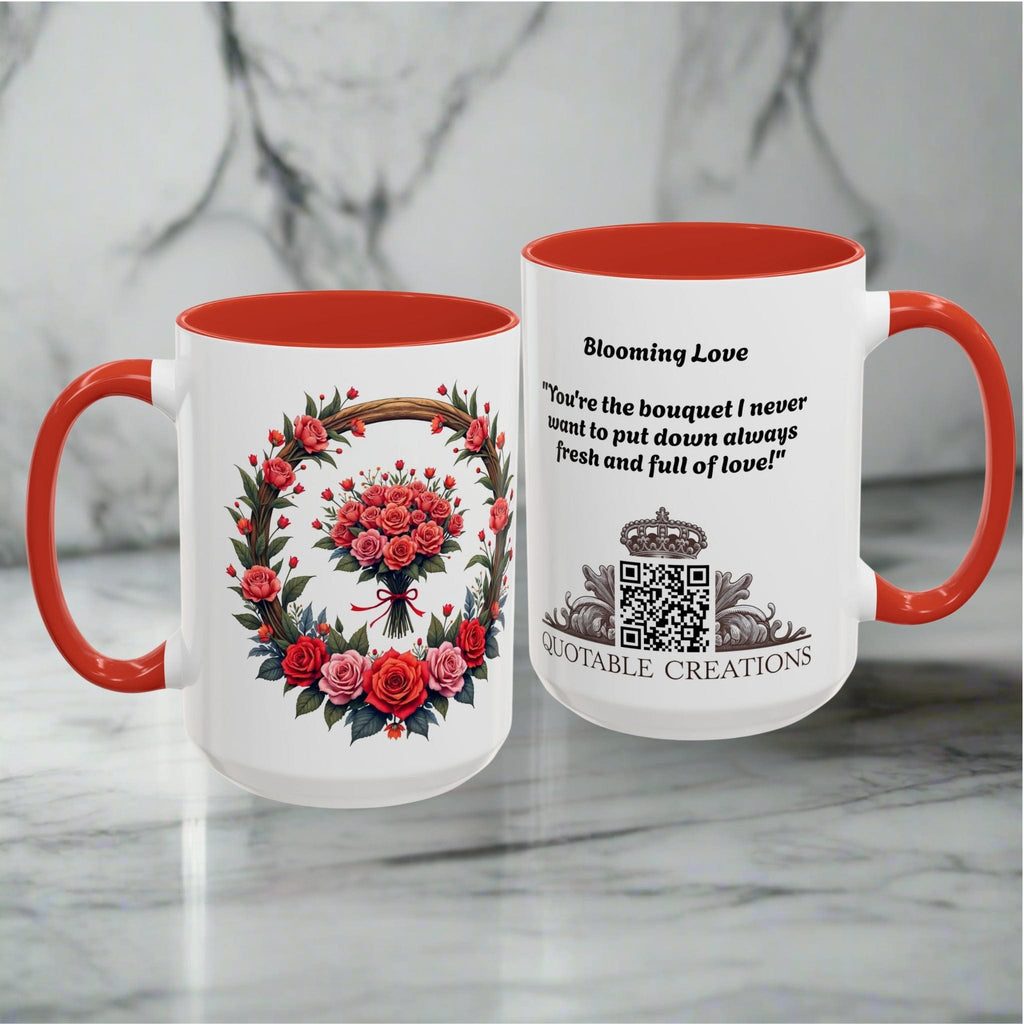 Printify Mug Mug - Blooming Love - Love & Romance QR Code Quote Video