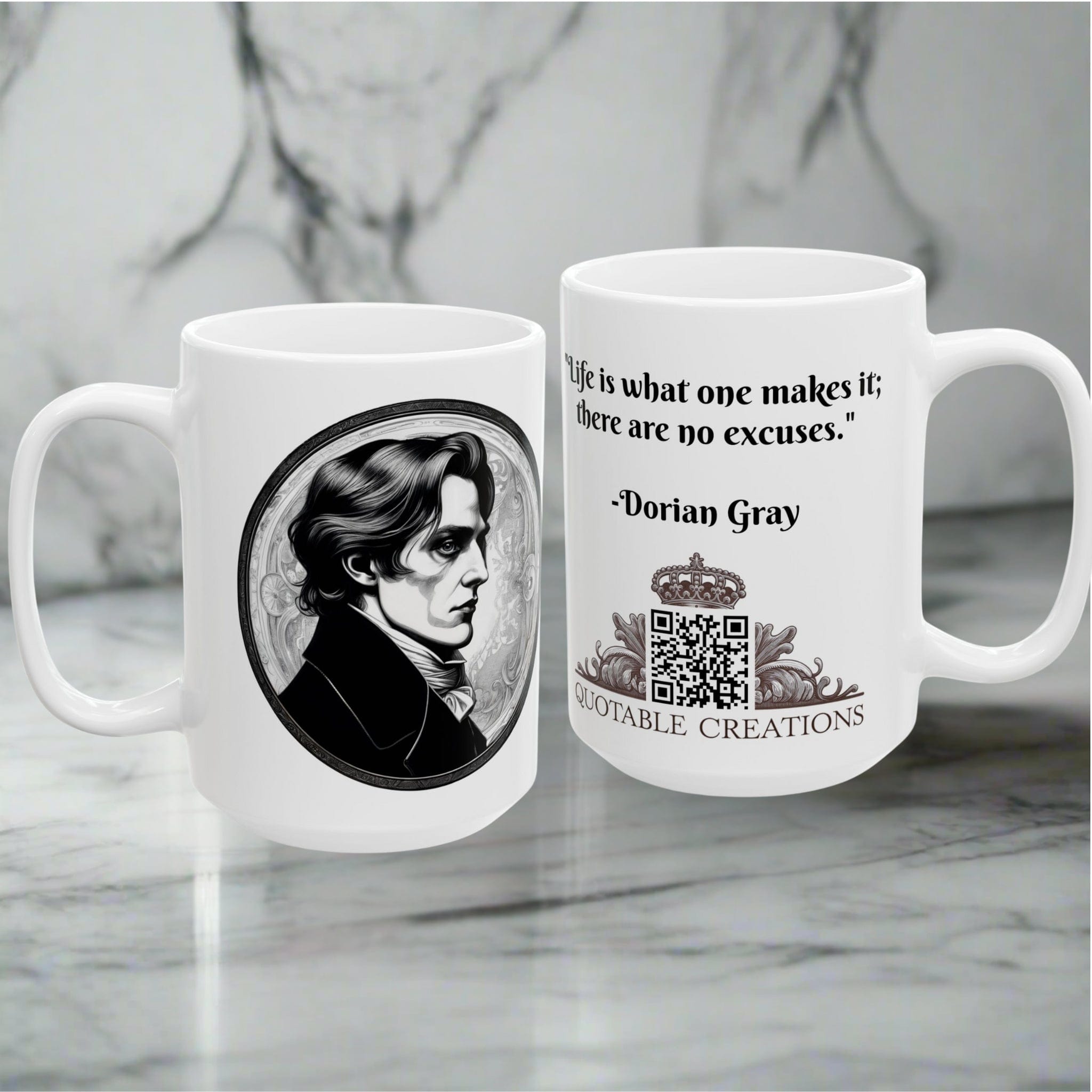 Printify Mug Mug - Dorian Gray - Mysteries & Monsters Inspirational QR Code Quote Video