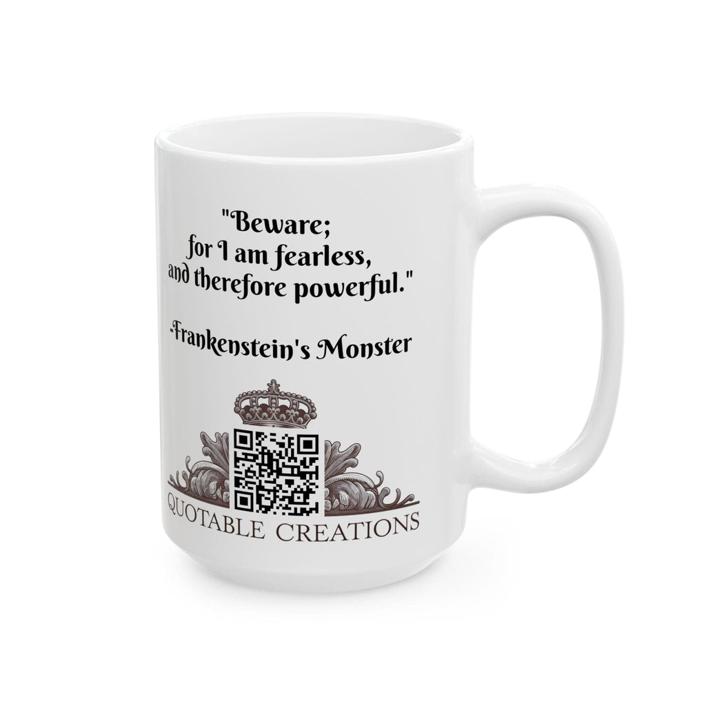 Printify Mug Mug - Frankenstein's Monster - Mysteries & Monsters Inspirational QR Code Quote Video