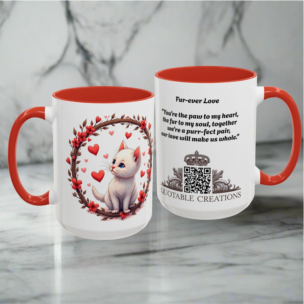 Printify Mug Mug - Fur-ever Love - Love & Fun Mug with QR Code Quote Video