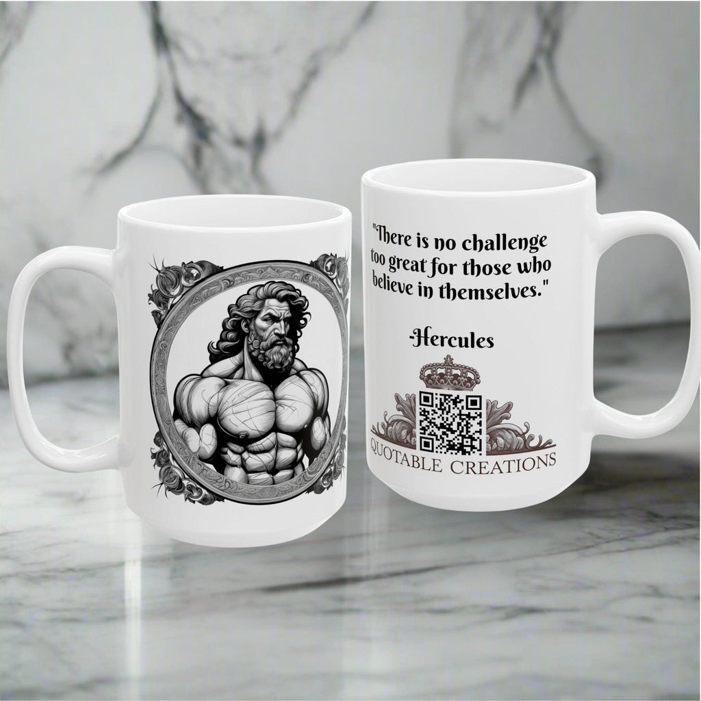 Printify Mug Mug - Hercules - Heroes & Quests Motivational QR Code Quote Video