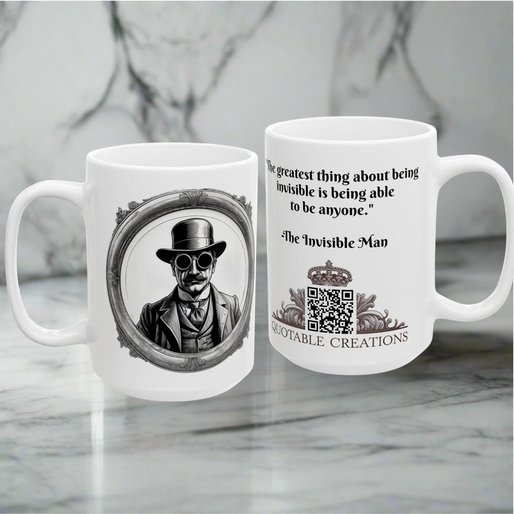 Printify Mug Mug - Invisible Man - Mysteries & Monsters Inspirational QR Code Quote Video