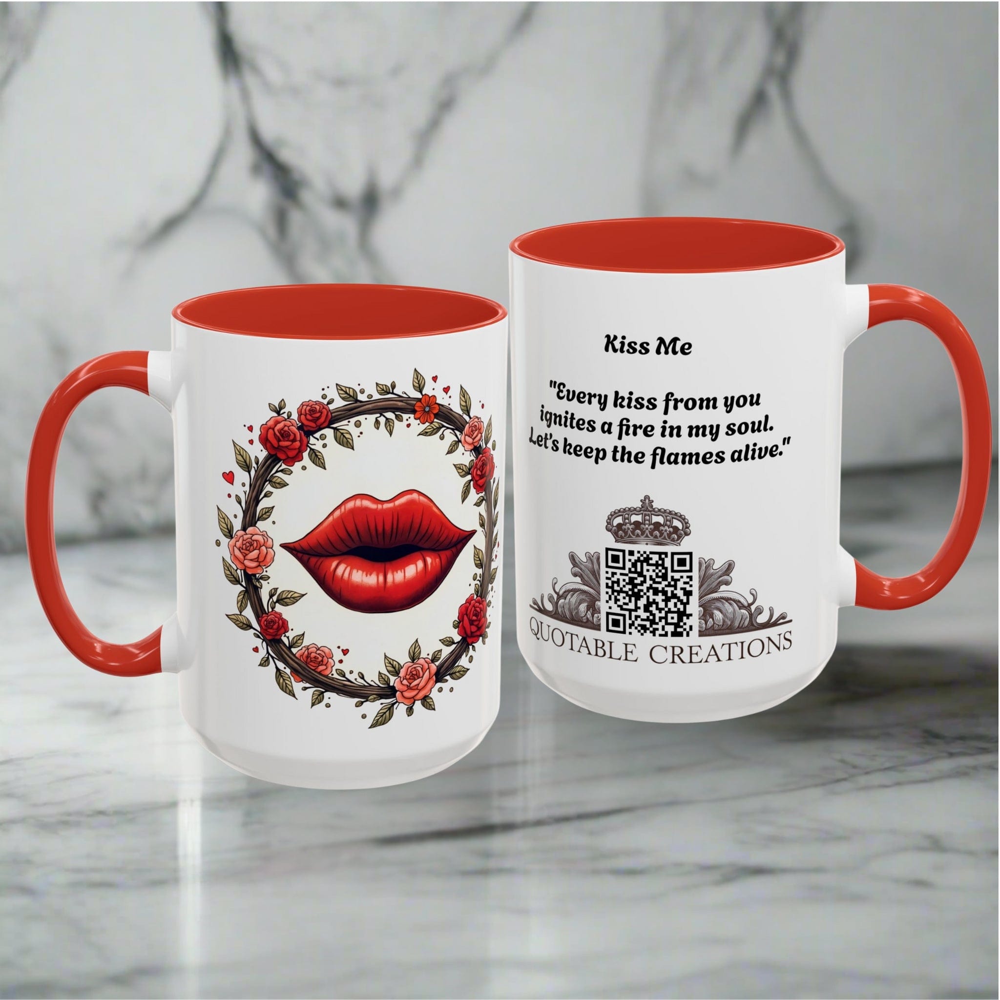Printify Mug Mug - Kiss Me - Love & Romance QR Code Quote Video