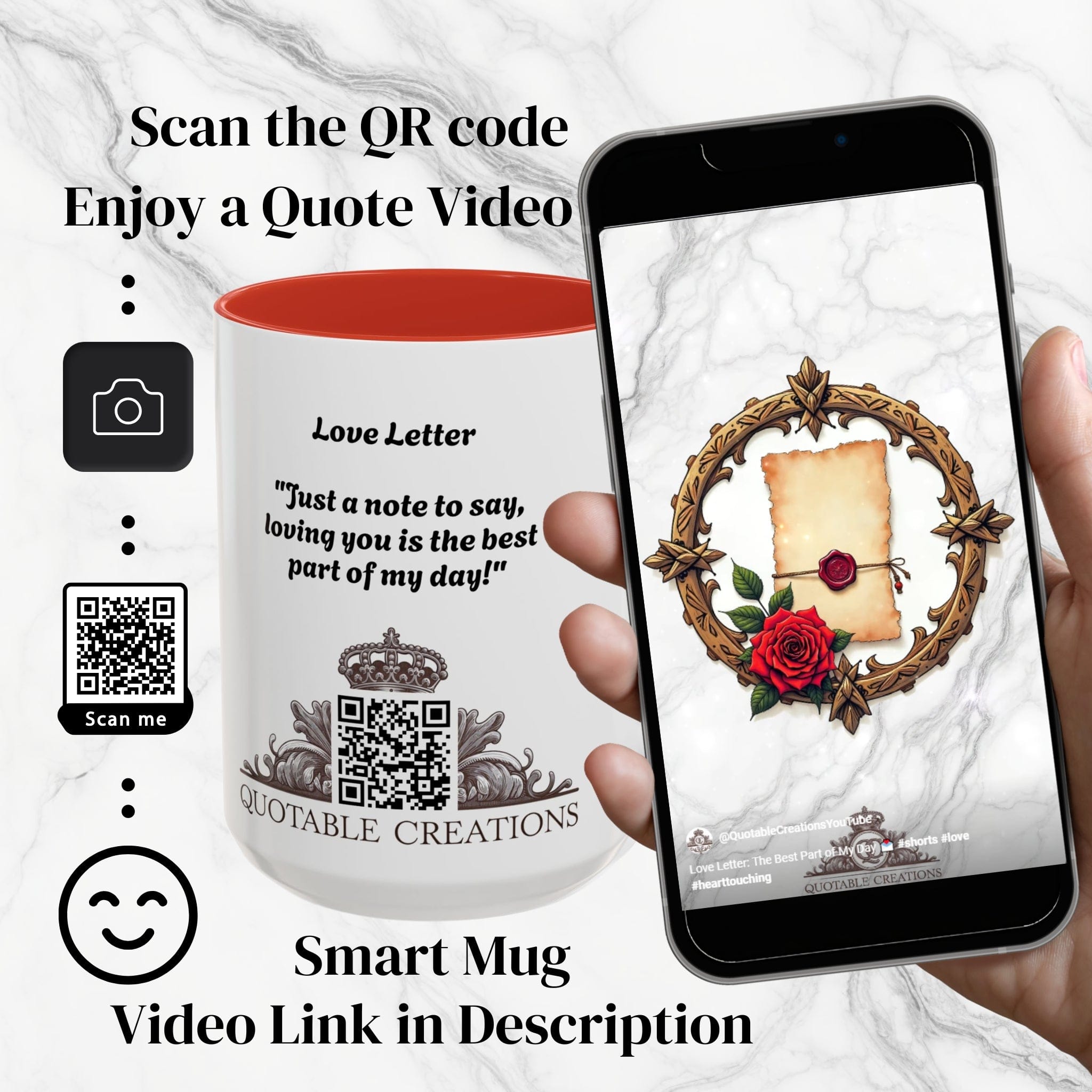 Printify Mug Mug - Love Letter - Love & Romance QR Code Quote Video