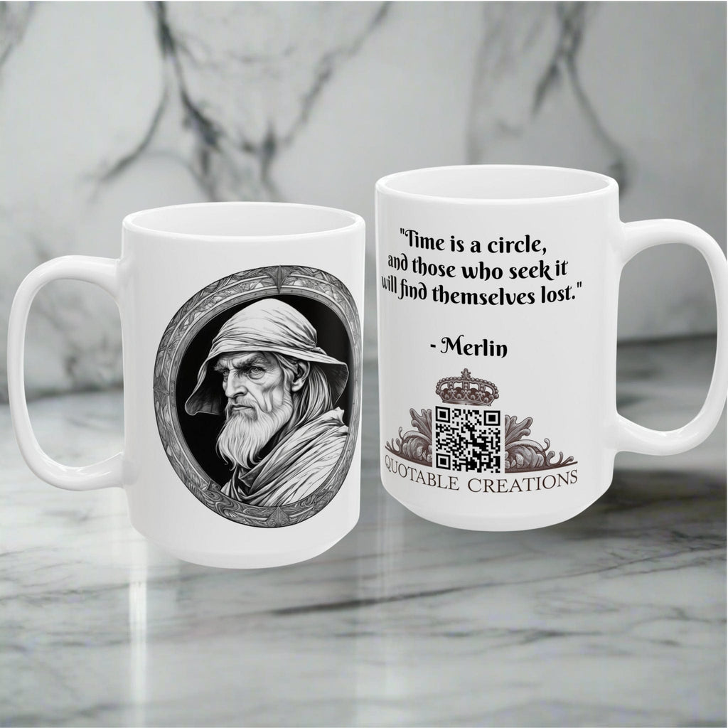 Printify Mug Mug - Merlin - Heroes & Quests Motivational QR Code Quote Video