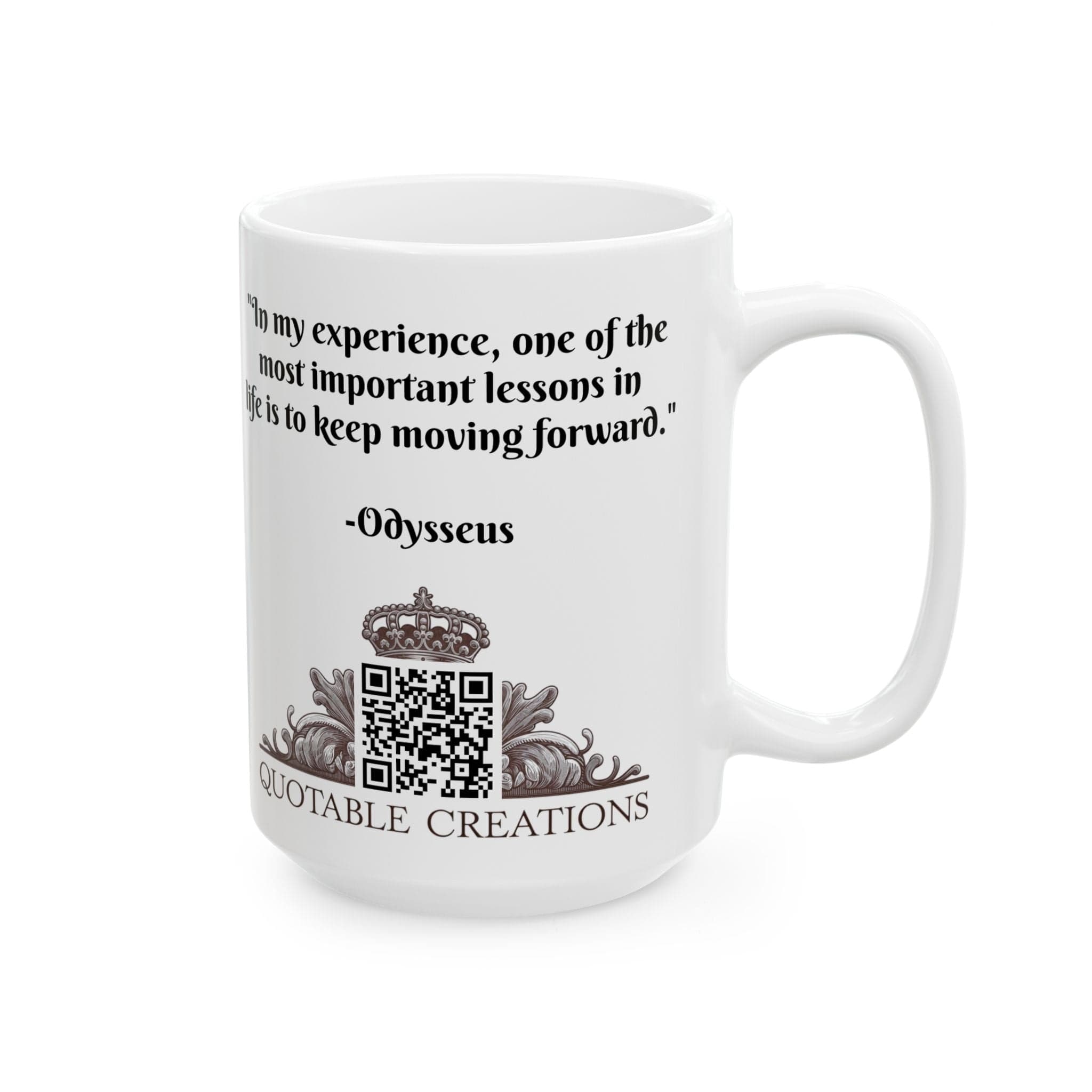 Printify Mug Mug - Odysseus - Heroes & Quests Motivational QR Code Quote Video