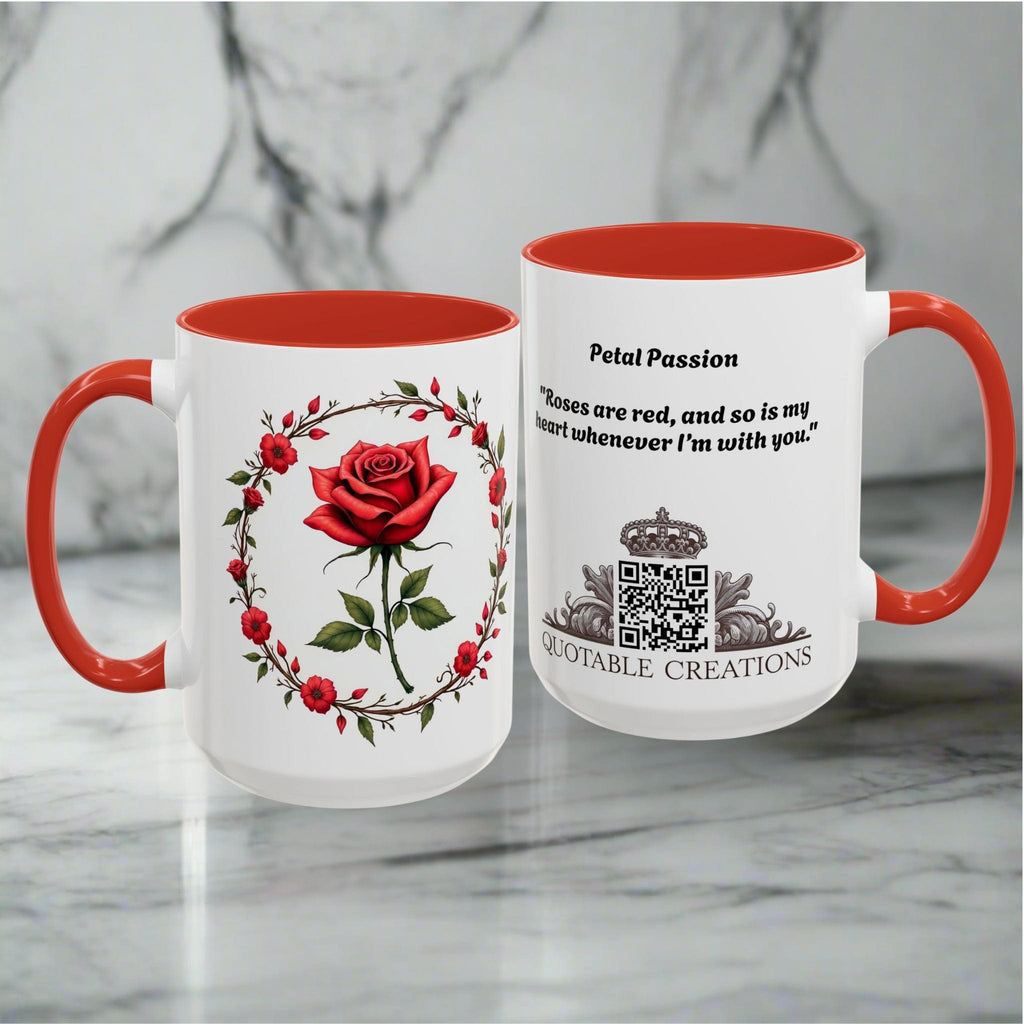 Printify Mug Mug - Petal Passion - Love & Romance QR Code Quote Video