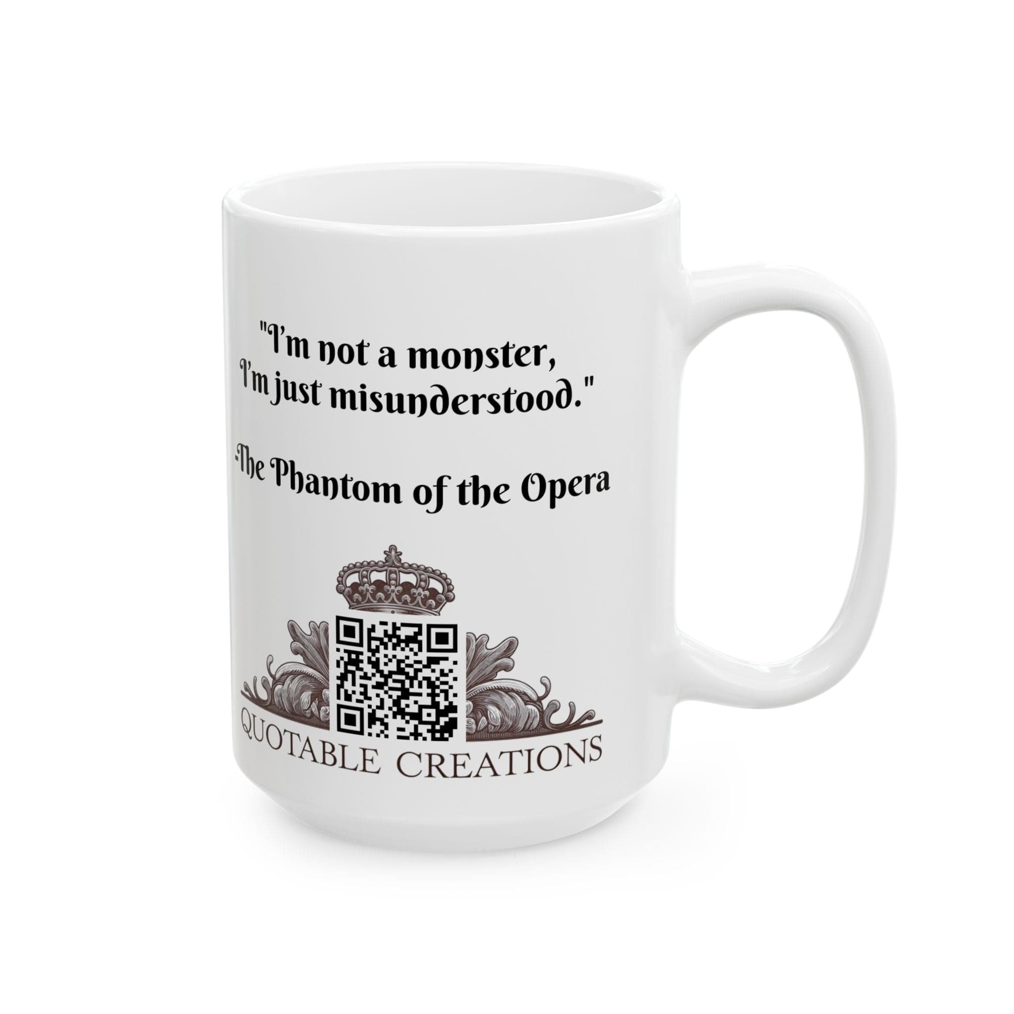 Printify Mug Mug - Phantom of the Opera - Mysteries & Monsters Inspirational QR Code Quote Video