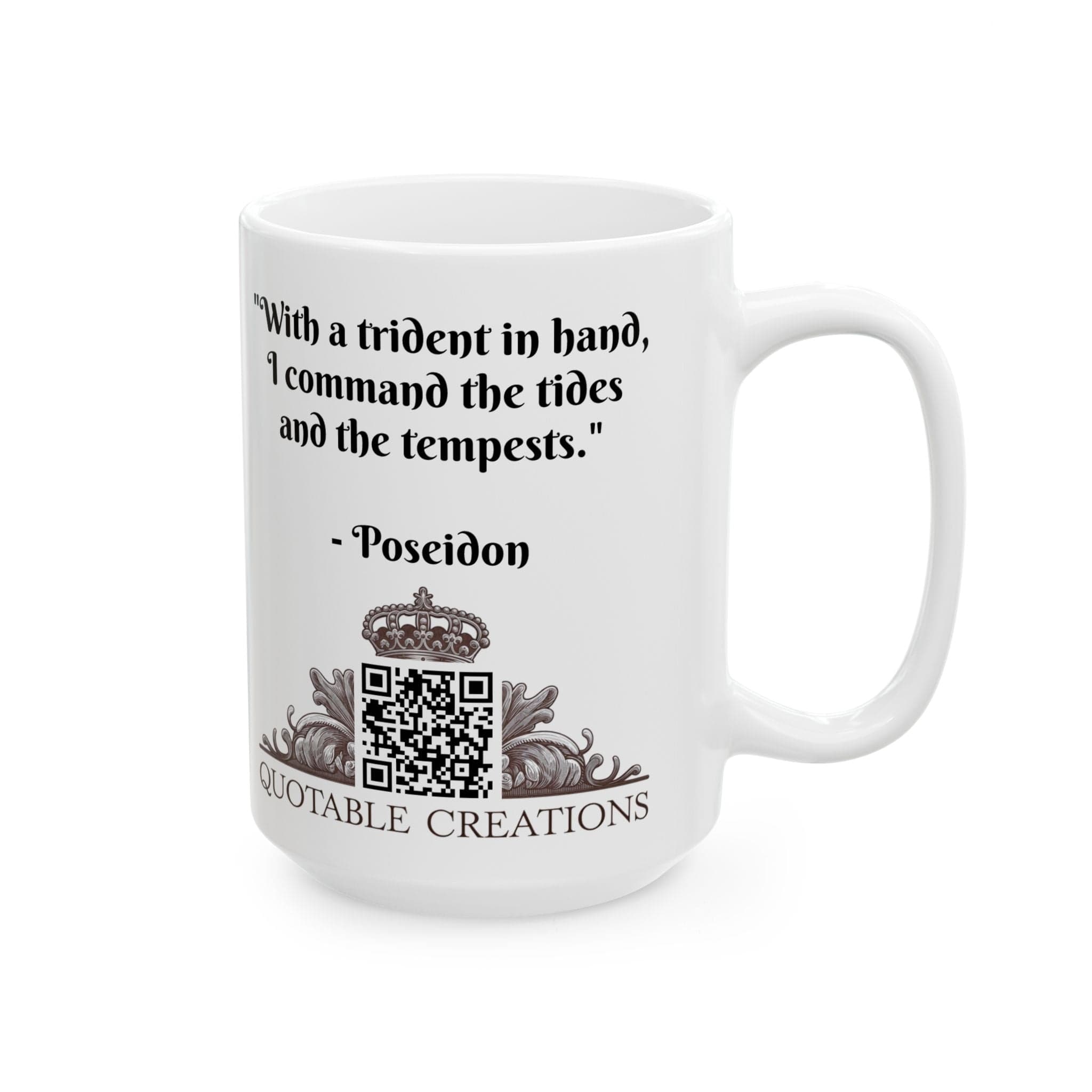Printify Mug Mug - Poseidon - Heroes & Quests Motivational QR Code Quote Video