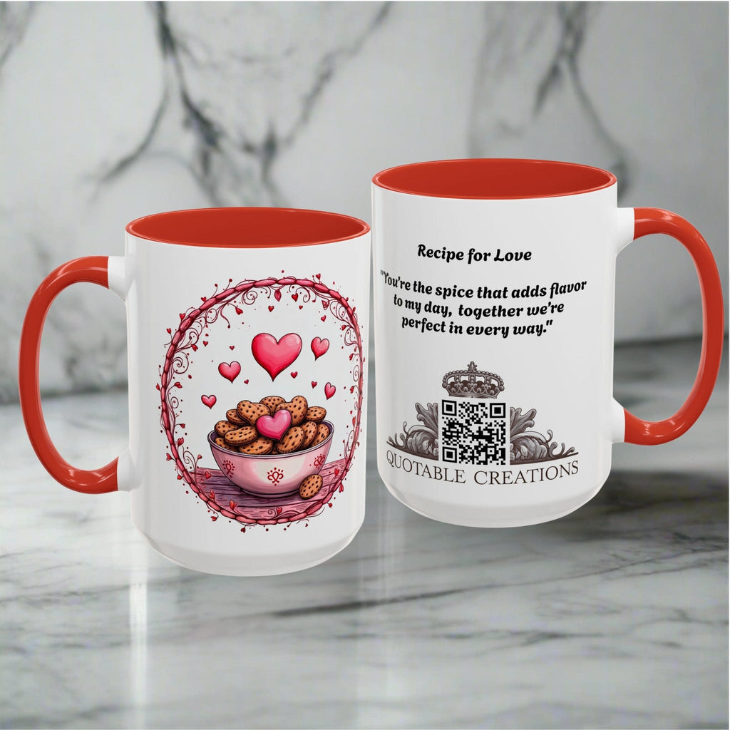 Printify Mug Mug - Recipe for Love - Love & Fun Mug with QR Code Quote Video