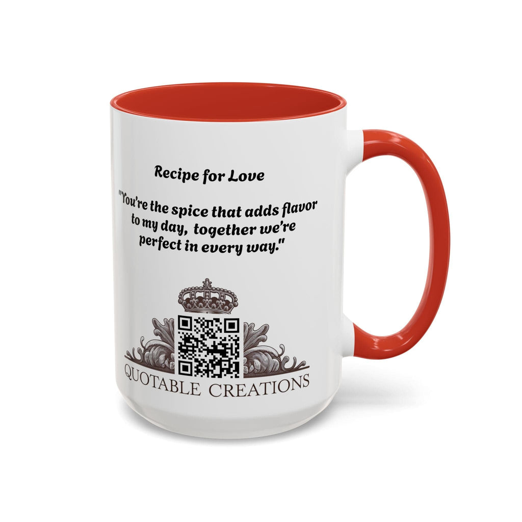 Printify Mug Mug - Recipe for Love - Love & Fun Mug with QR Code Quote Video