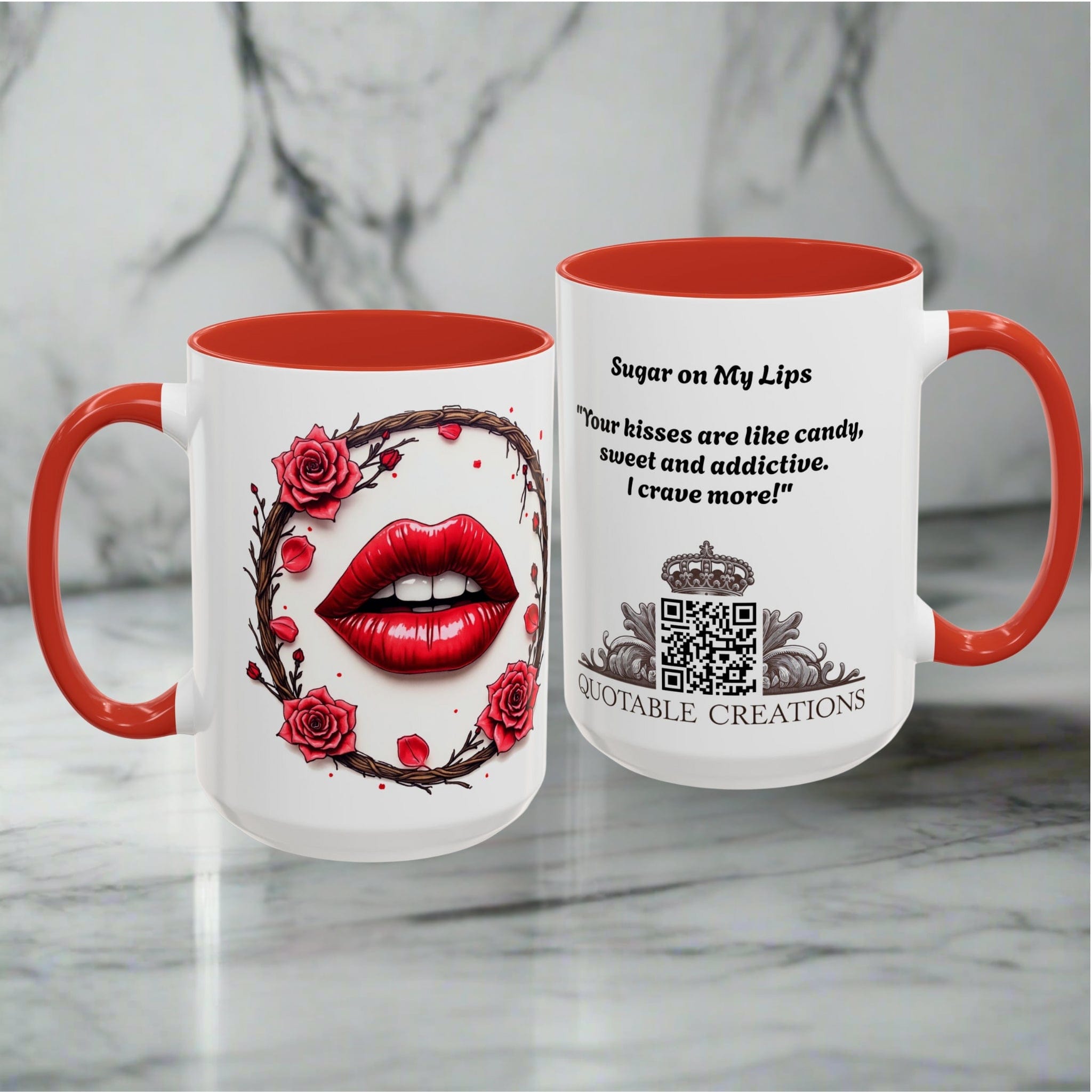 Printify Mug Mug - Sugar on My Lips - Love & Romance QR Code Quote Video