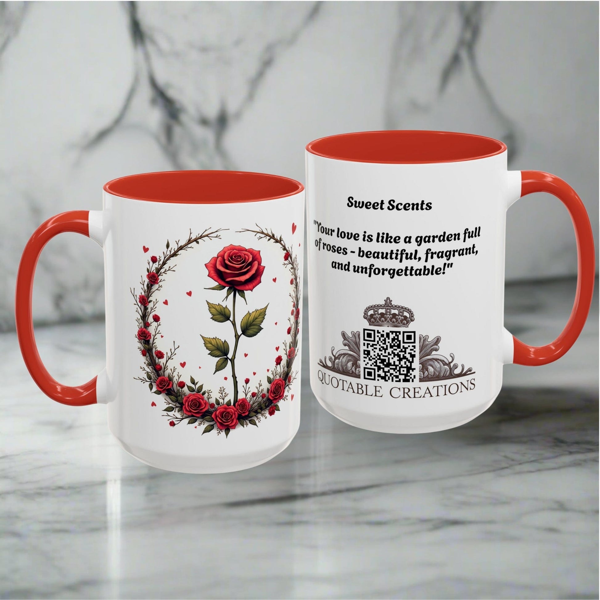 Printify Mug Mug - Sweet Scents - Love & Romance QR Code Quote Video