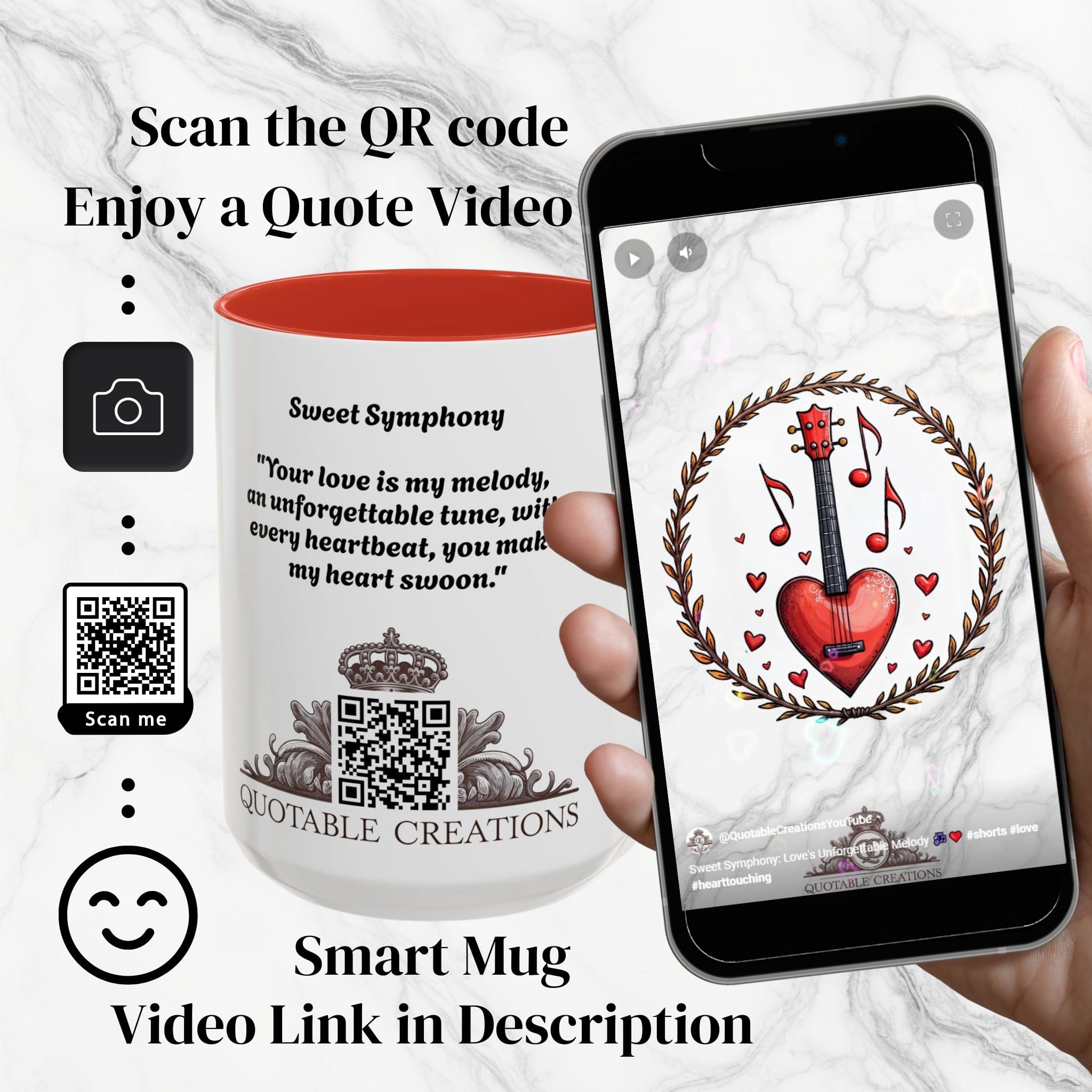 Printify Mug Mug - Sweet Symphony - Love & Fun Mug with QR Code Quote Video