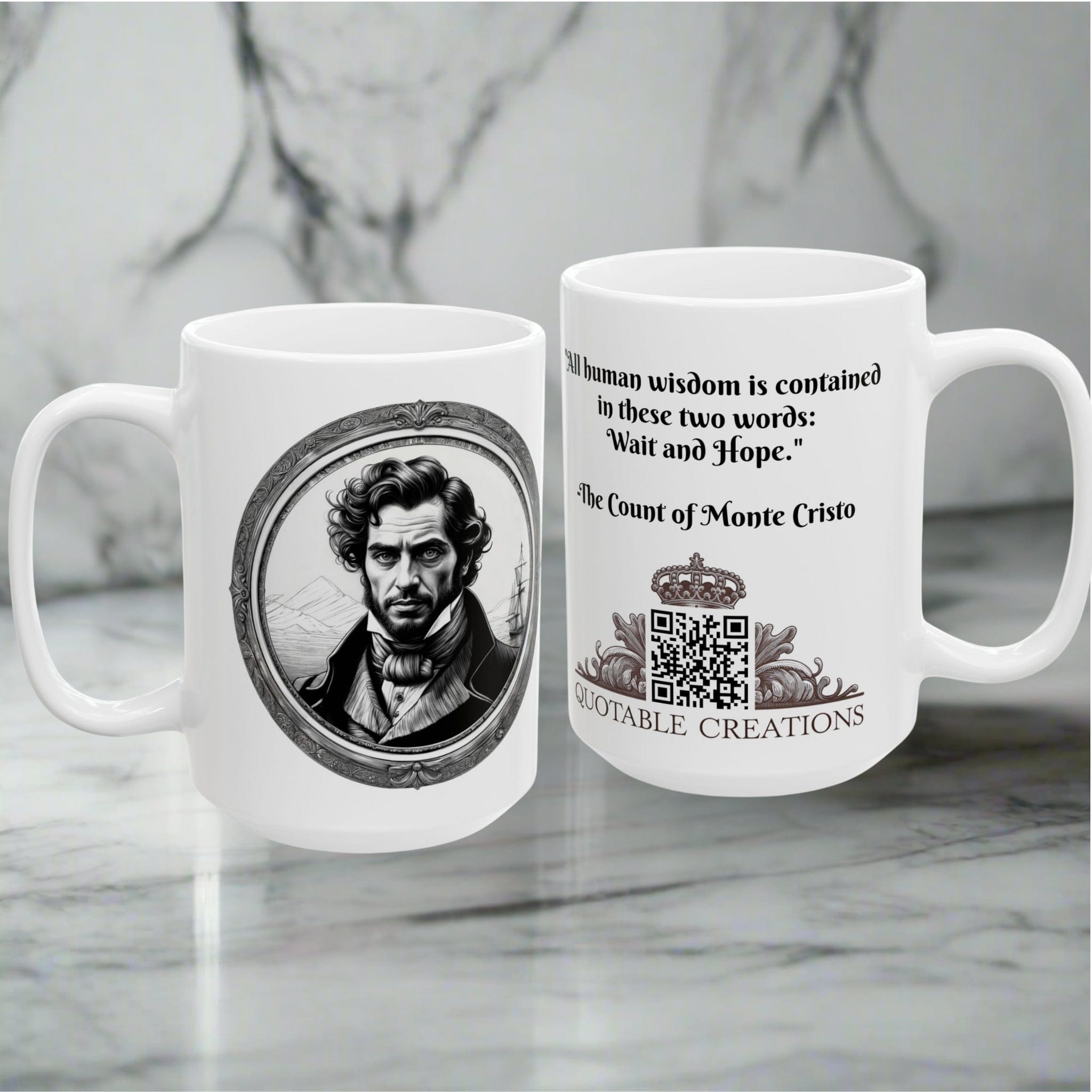 Printify Mug Mug - The Count of Monte Cristo Inspirational QR Code Quote Video