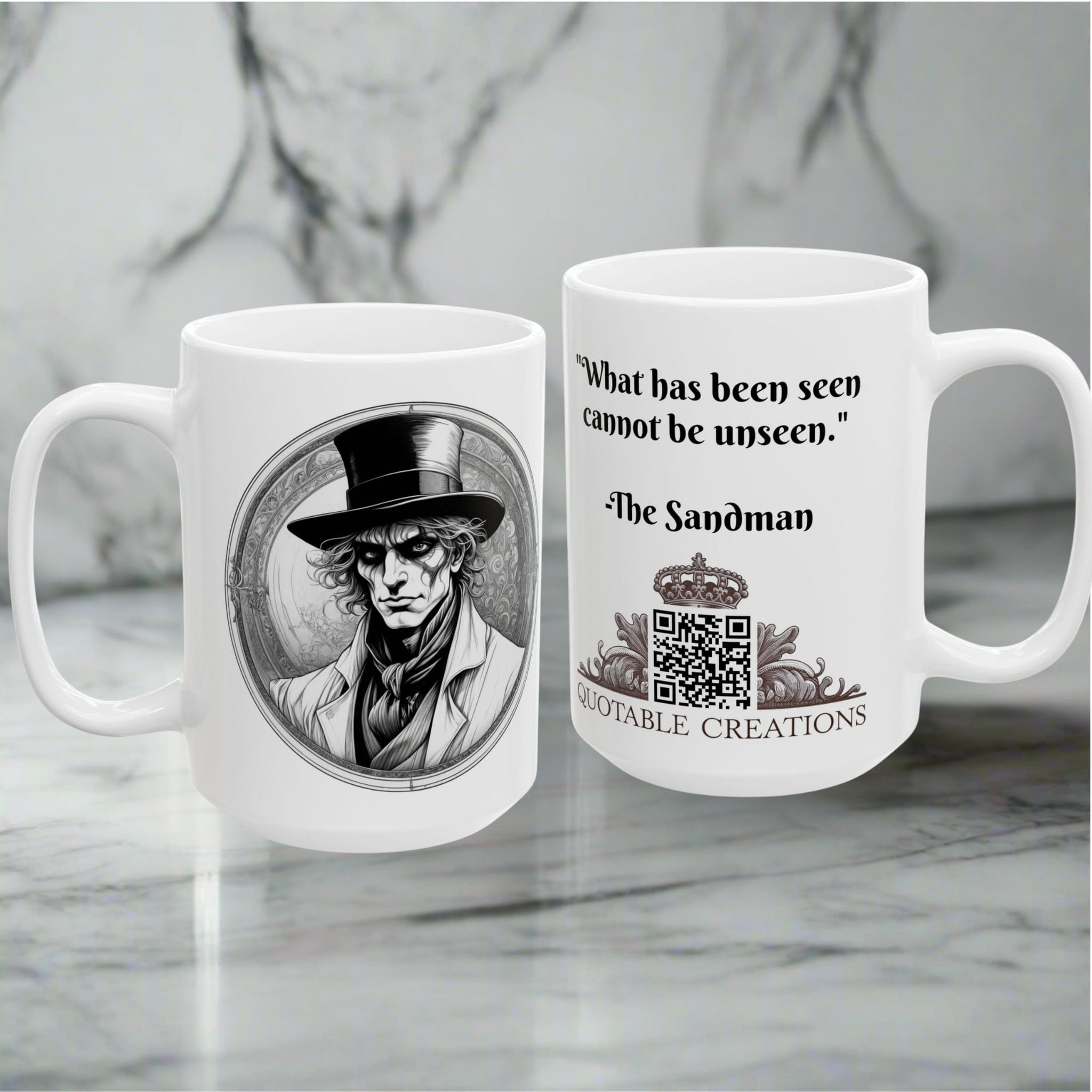 Printify Mug Mug - The Sandman - Mysteries & Monsters Inspirational QR Code Quote Video