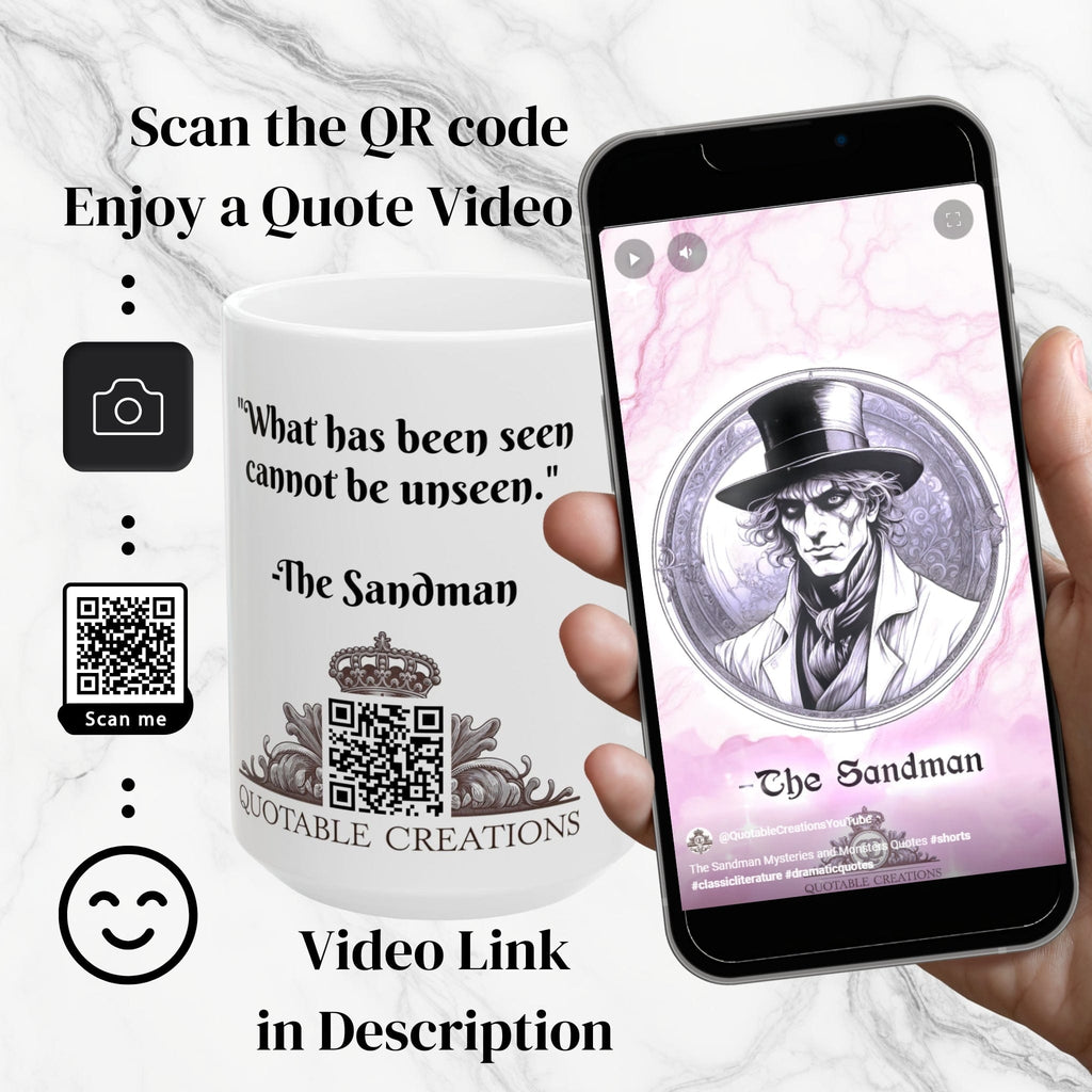 Printify Mug Mug - The Sandman - Mysteries & Monsters Inspirational QR Code Quote Video