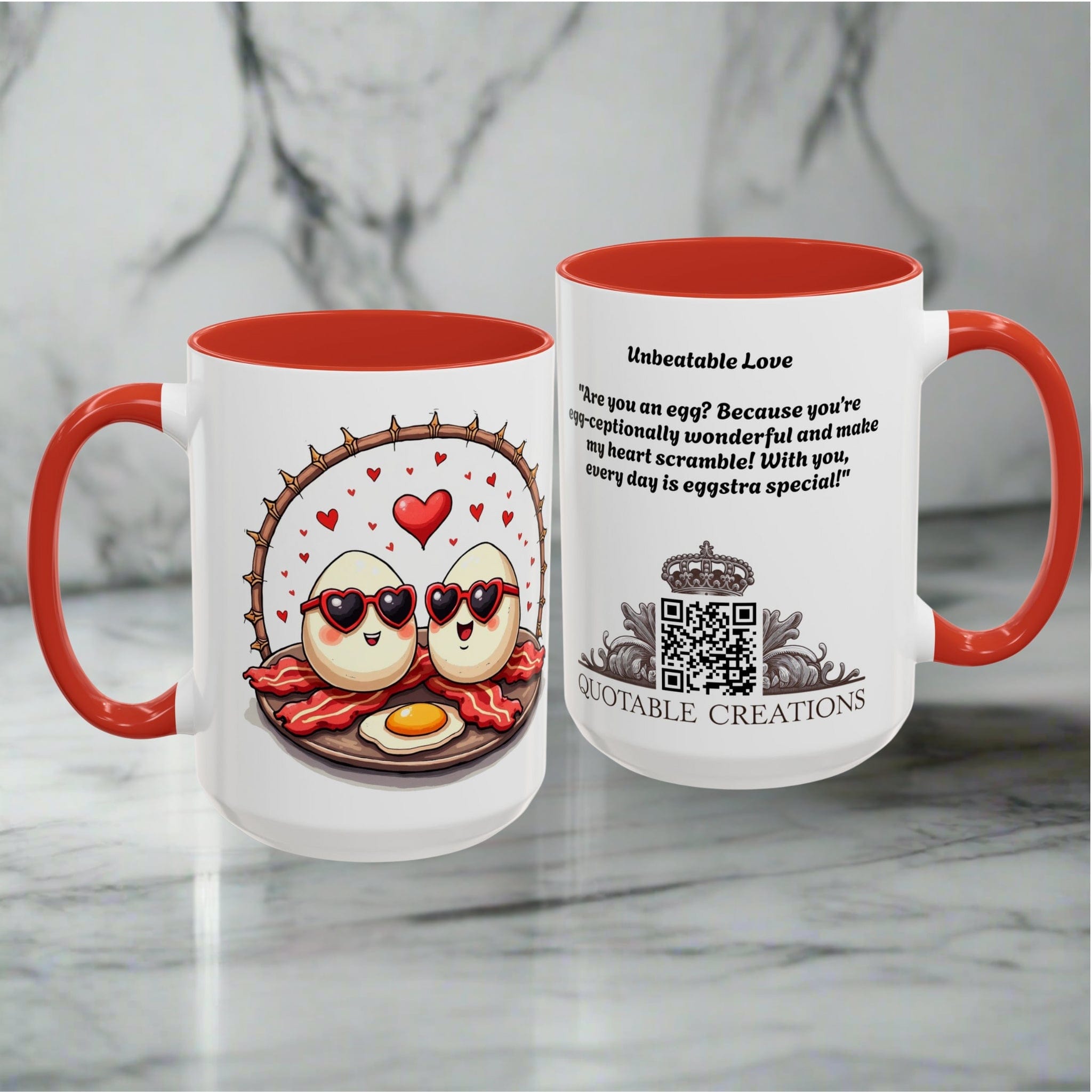 Printify Mug Mug - Unbeatable Love - Love & Fun Mug with QR Code Quote Video